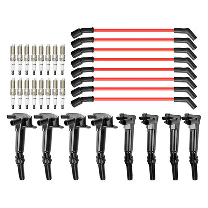 2018-2022 Ford F-250 Super Duty 6.2L V8 HL3E12029BA 8 Ignition Coil+16 Spark Plug+8 Wires