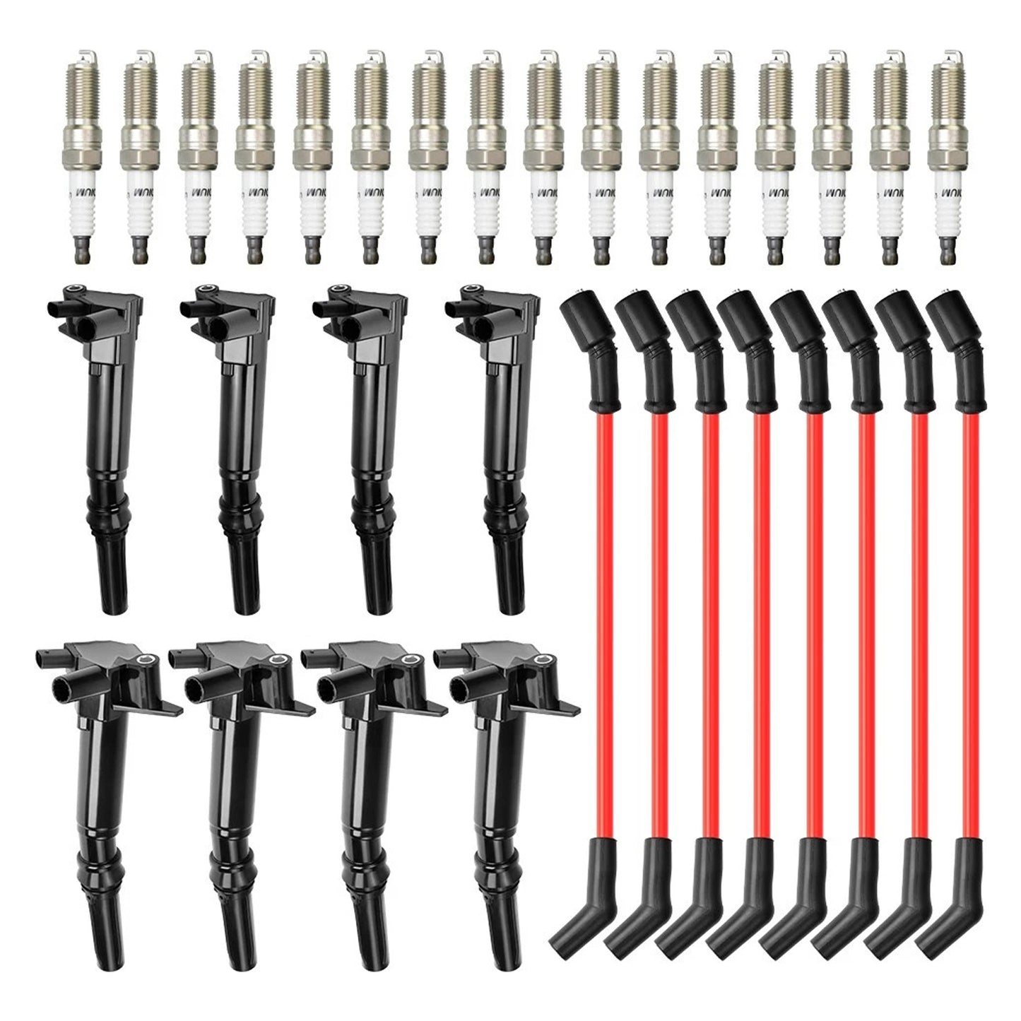 2018-2019 Ford E-350 Super Duty 6.2L V8 HL3E12029BA 8 Ignition Coil+16 Spark Plug+8 Wires