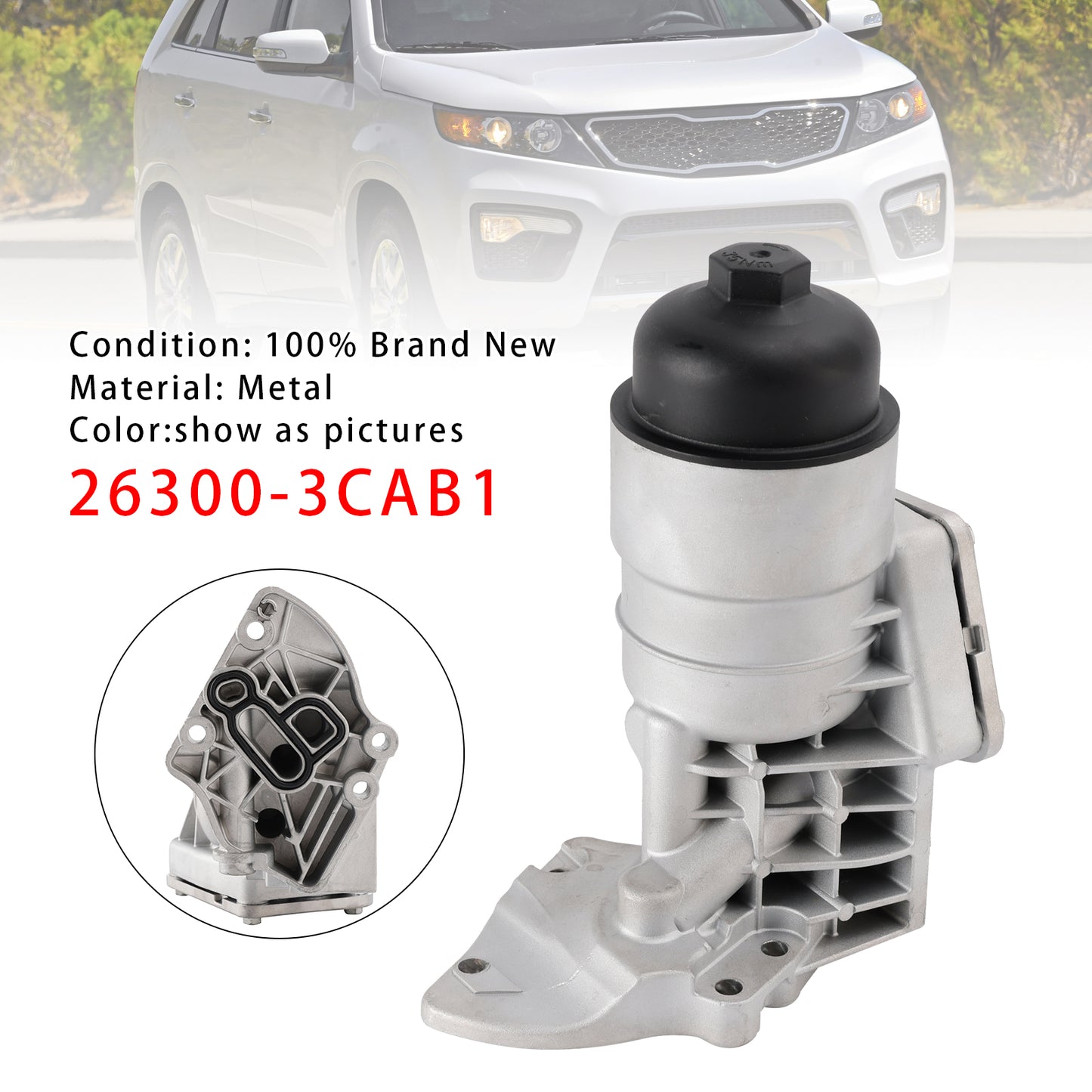 2014-2016 KIA Cadenza 26300-3CAB1 Aluminum Engine Oil Filter Housing