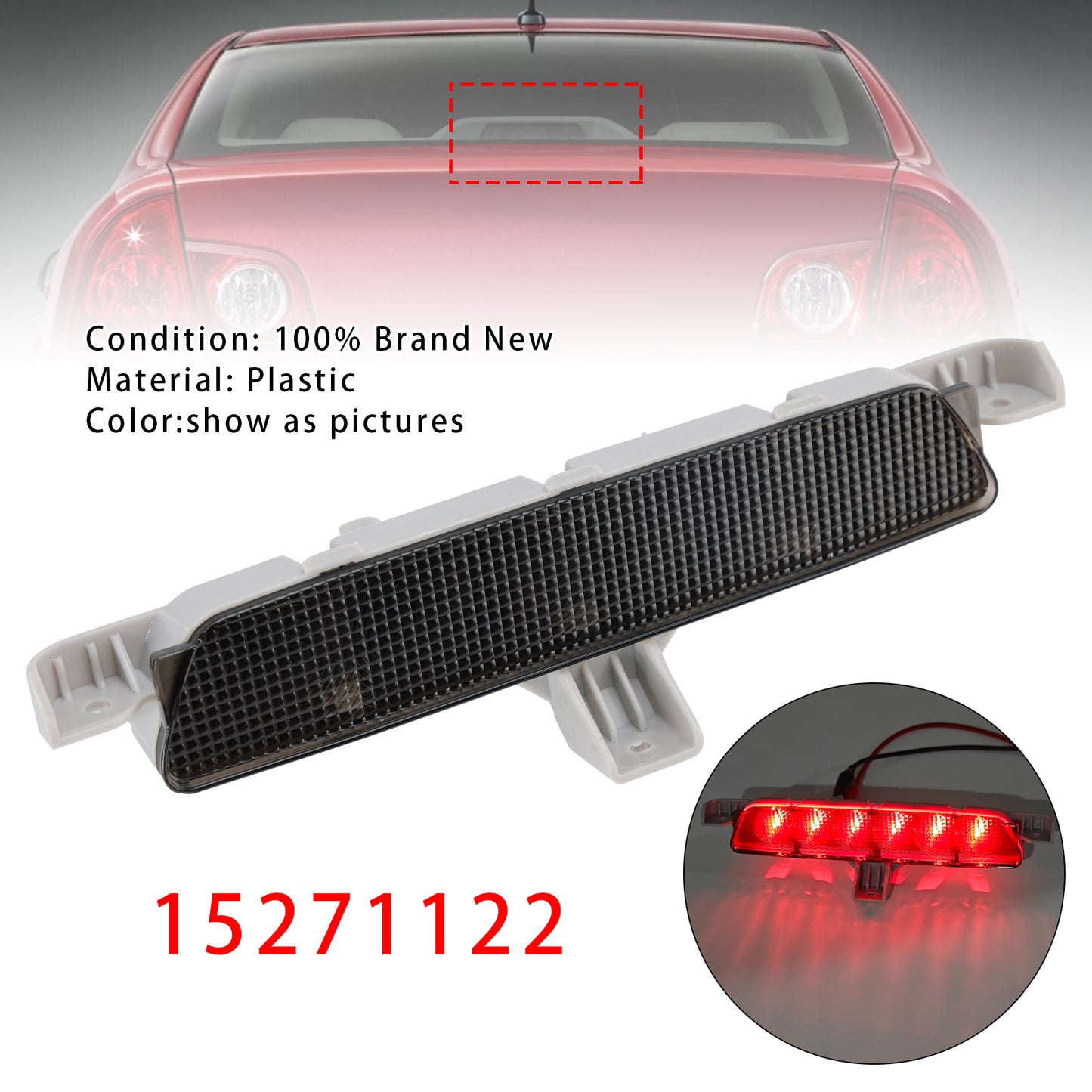 2008-2012 Chevrolet Malibu Black 15271122 Rear High Mount Third Brake Light Lamp