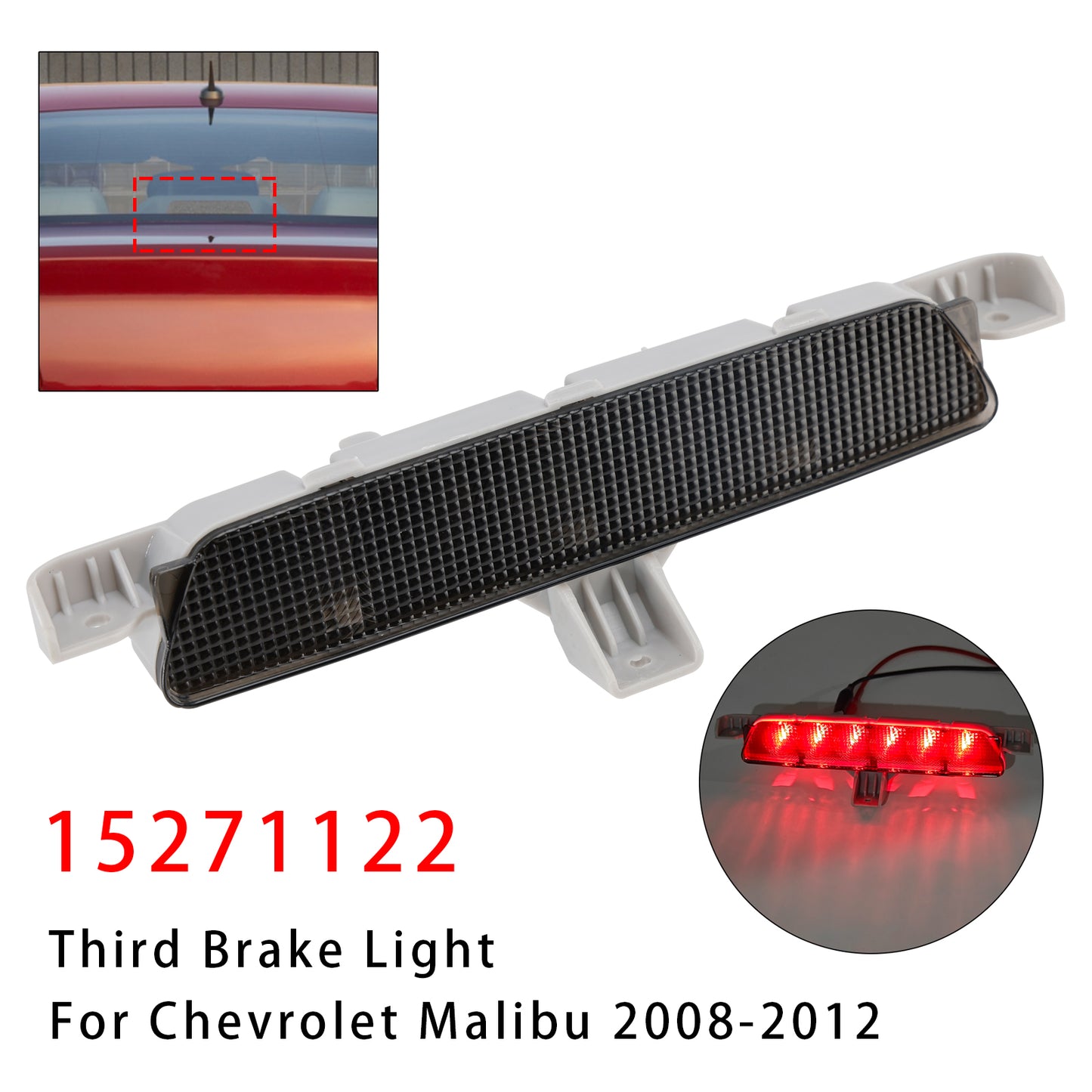 2008-2012 Chevrolet Malibu Black 15271122 Rear High Mount Third Brake Light Lamp