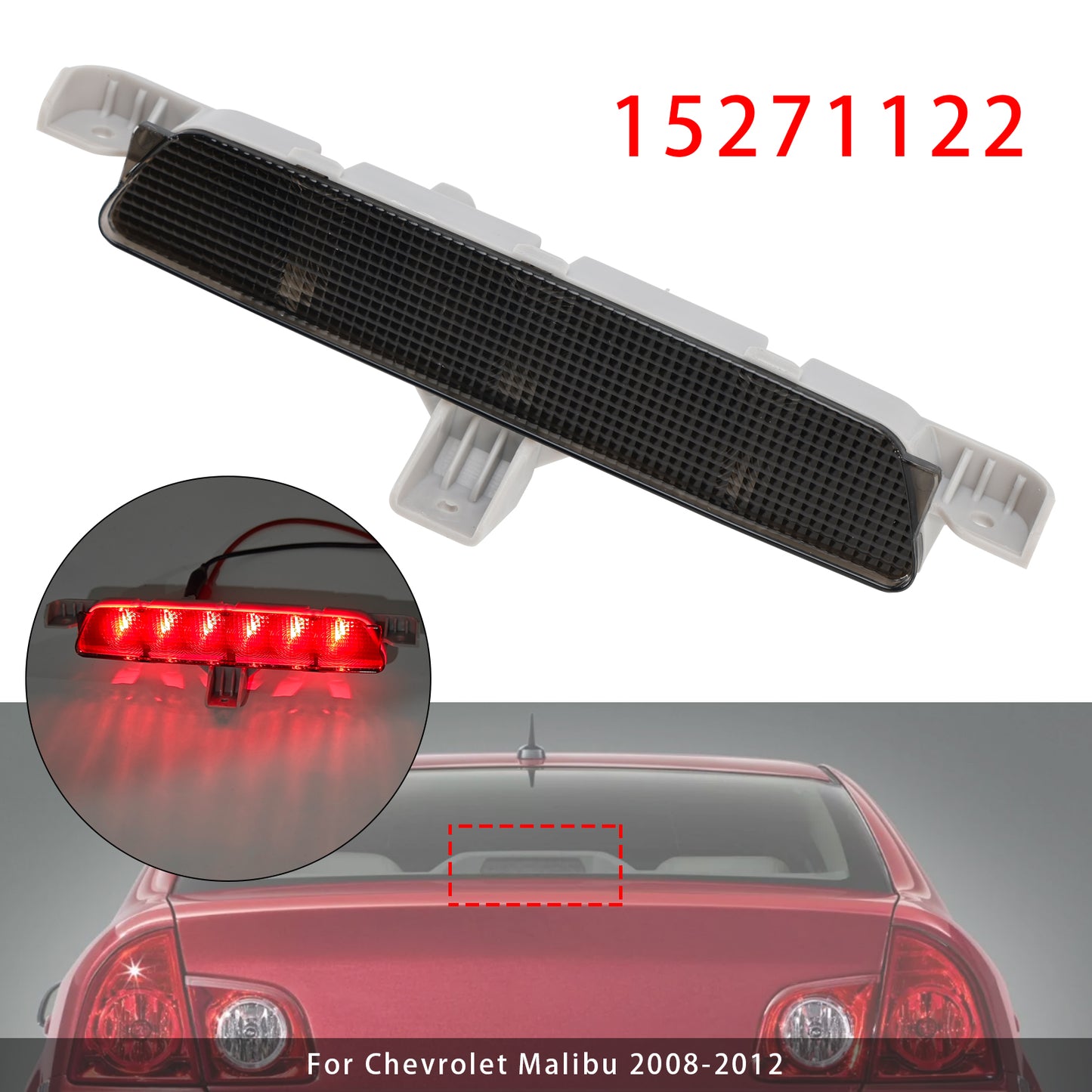 2008-2012 Chevrolet Malibu Black 15271122 Rear High Mount Third Brake Light Lamp