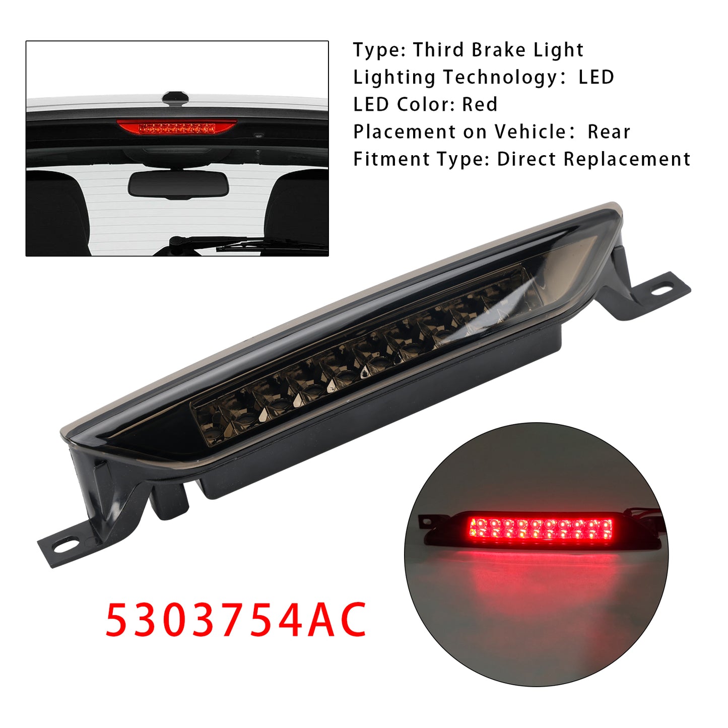 2011-2021 Jeep Grand Cherokee (WK2) 5303754AC Rear High Mount Third Brake Light Lamp