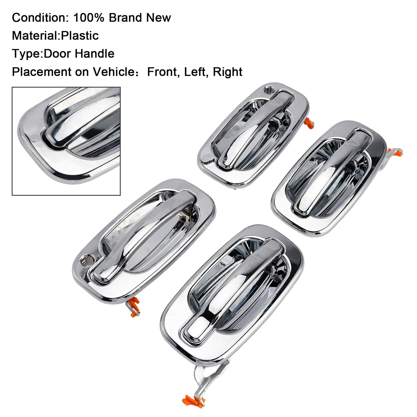 2002-2006 Cadillac Escalade 15745149 4PCs Front Exterior Door Handle Set Chrome