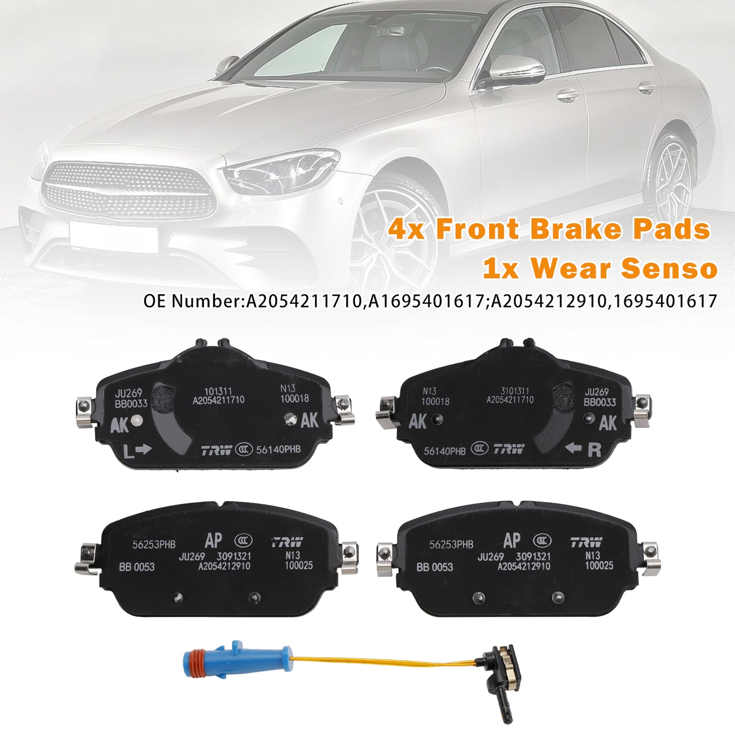 Mercedes-Benz E-Class 213 With Wear Sensor 1695401617 A0004208903 Front Brake Pads