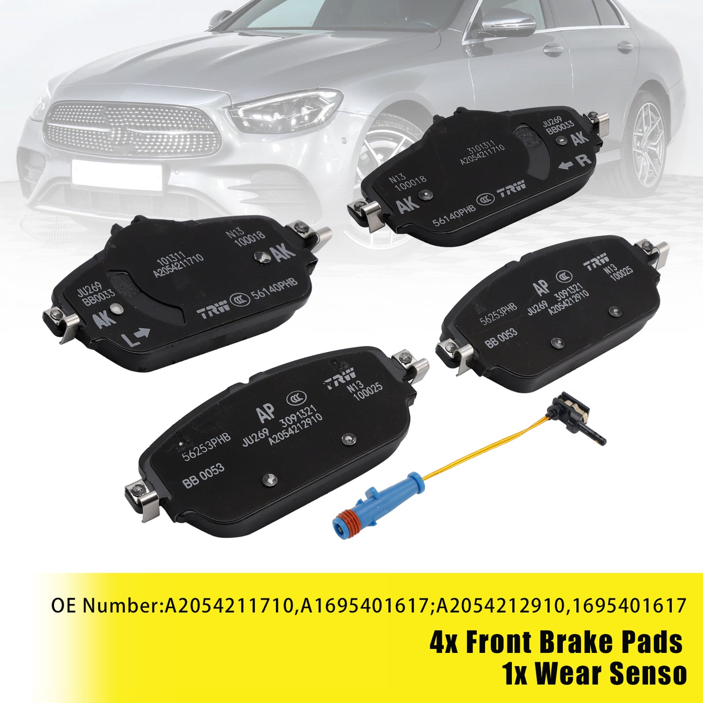 Mercedes-Benz E-Class 213 With Wear Sensor 1695401617 A0004208903 Front Brake Pads