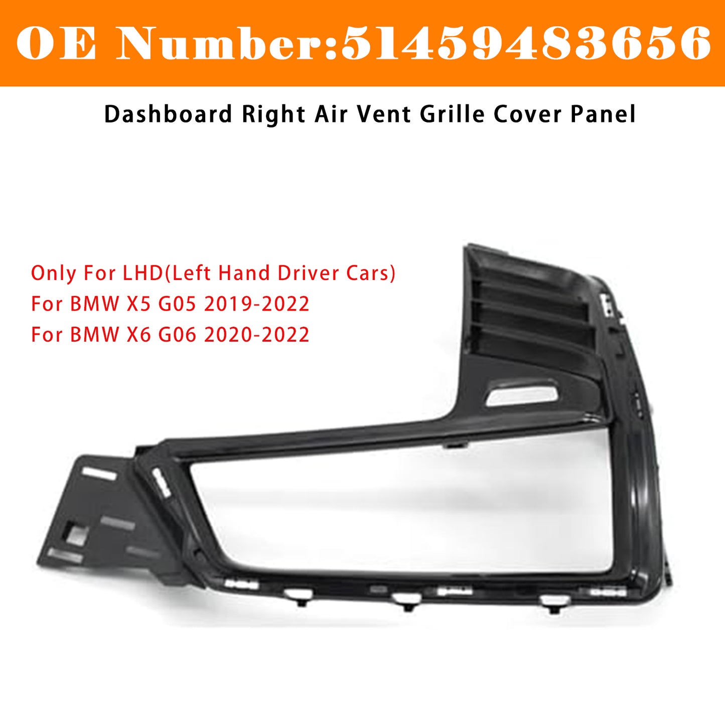 2019-2022 BMW X5 G05 51459483656 Dashboard Right Air Vent Grille Cover Panel