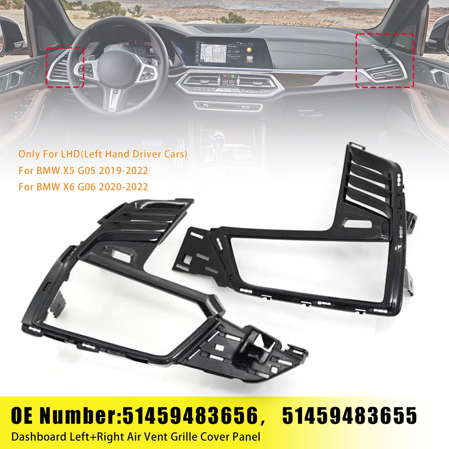 2019-2022 BMW X5 G05 51458745267 Dashboard Left+Right Air Vent