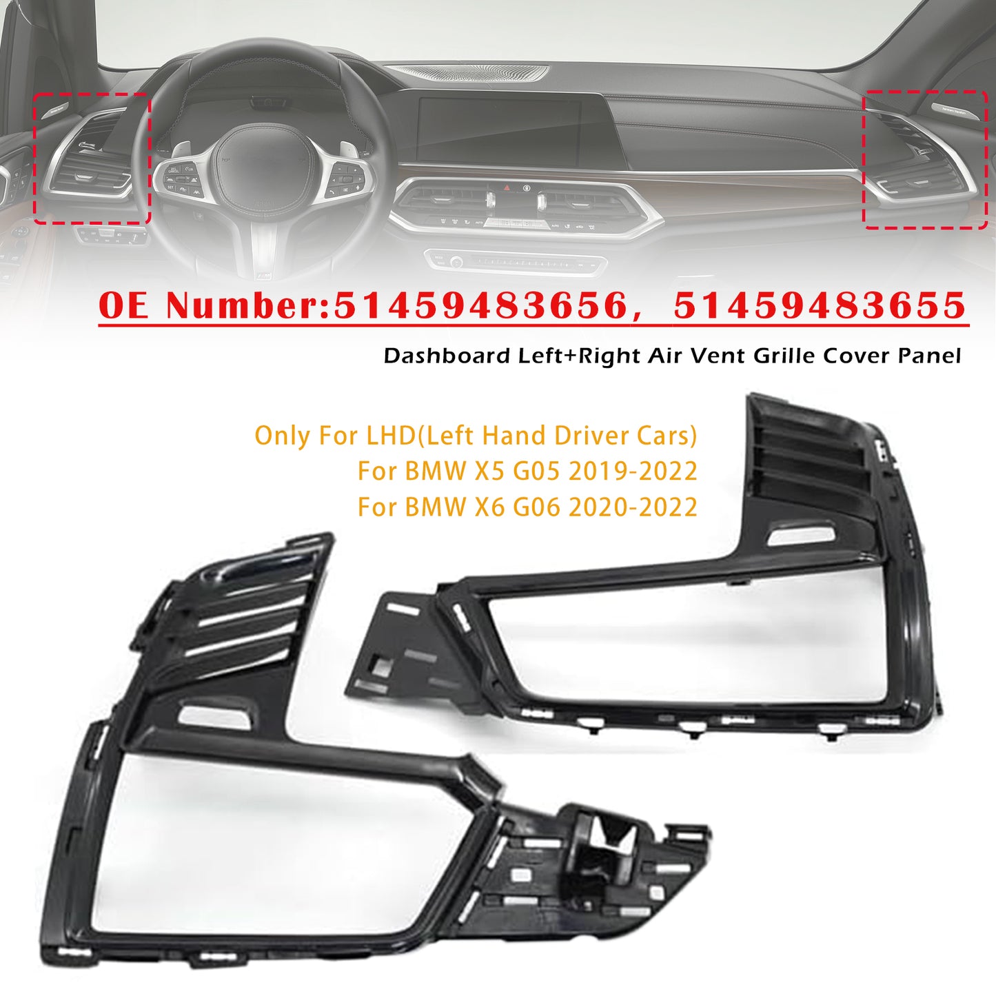 2019-2022 BMW X5 G05 51458745267 Dashboard Left+Right Air Vent