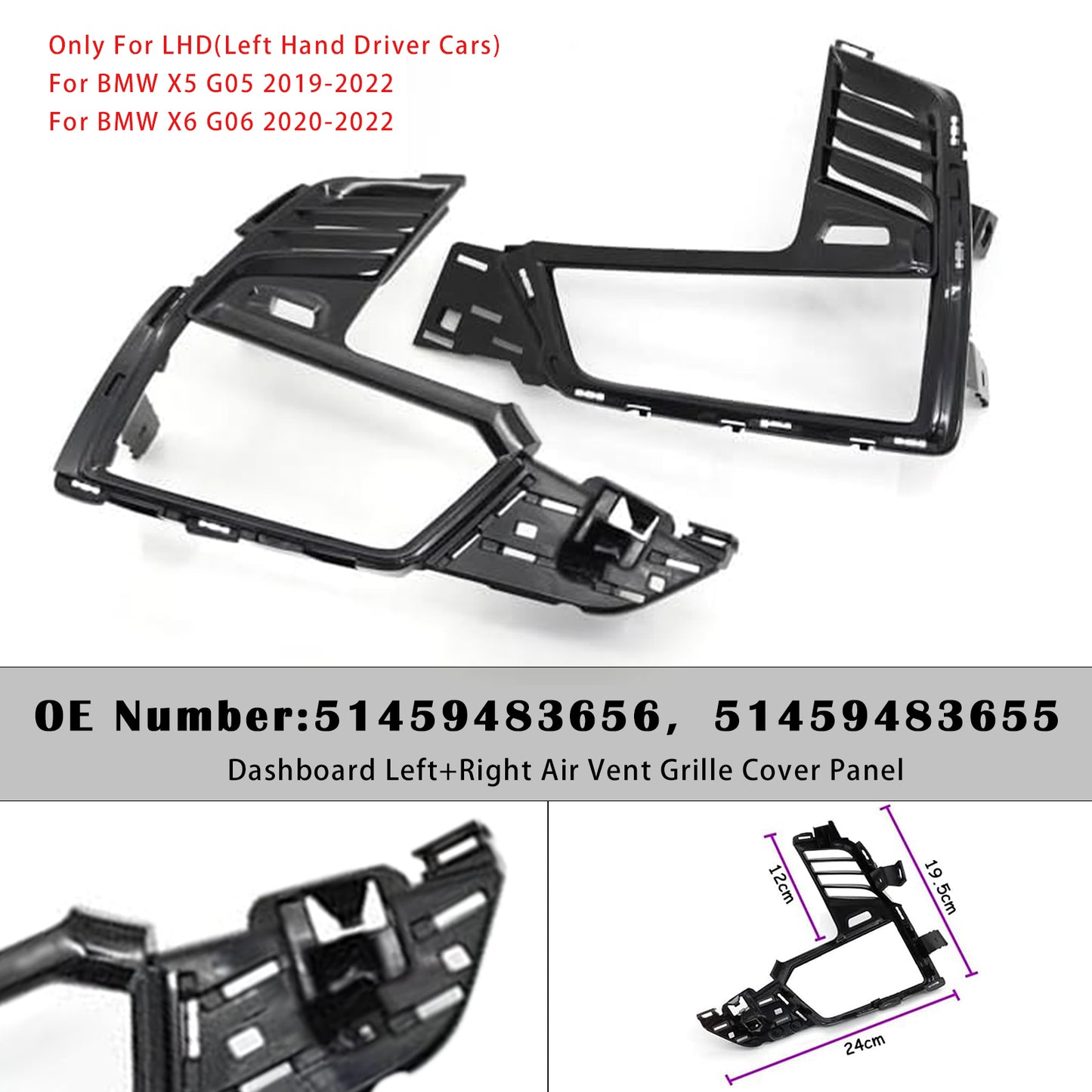 2019-2022 BMW X5 G05 51458745267 Dashboard Left+Right Air Vent