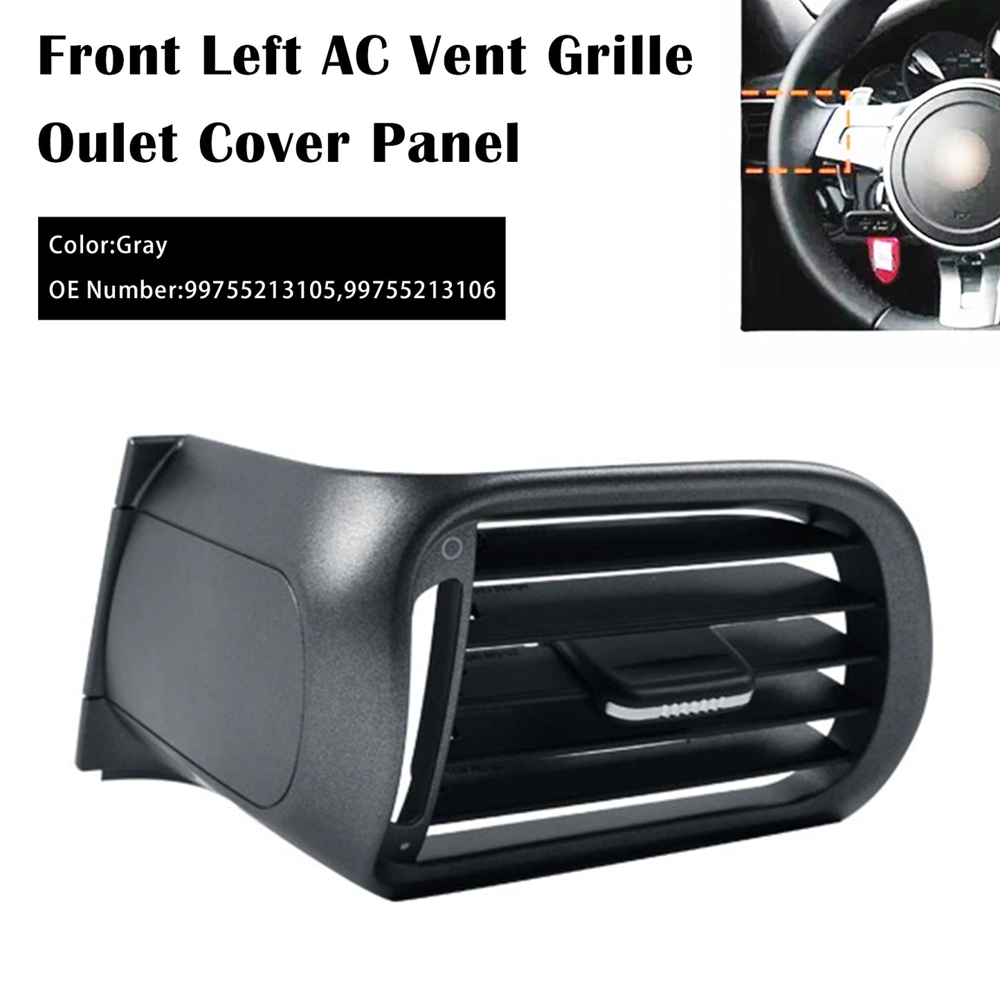 2004-2011 Porsche Targa 997 99755213105 Front Left AC Vent Cover Gray