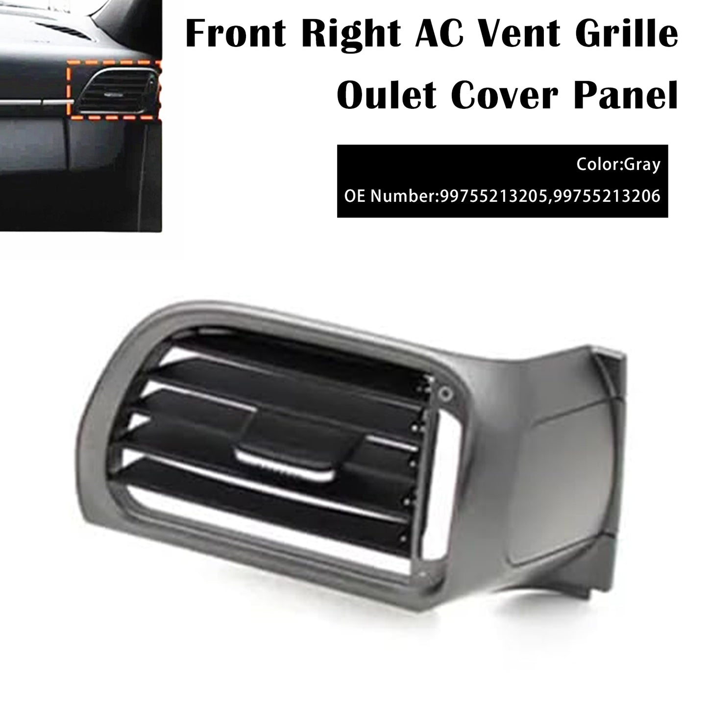 2004-2011 Porsche Targa 997 99755213205 Front Right AC Vent Cover Gray