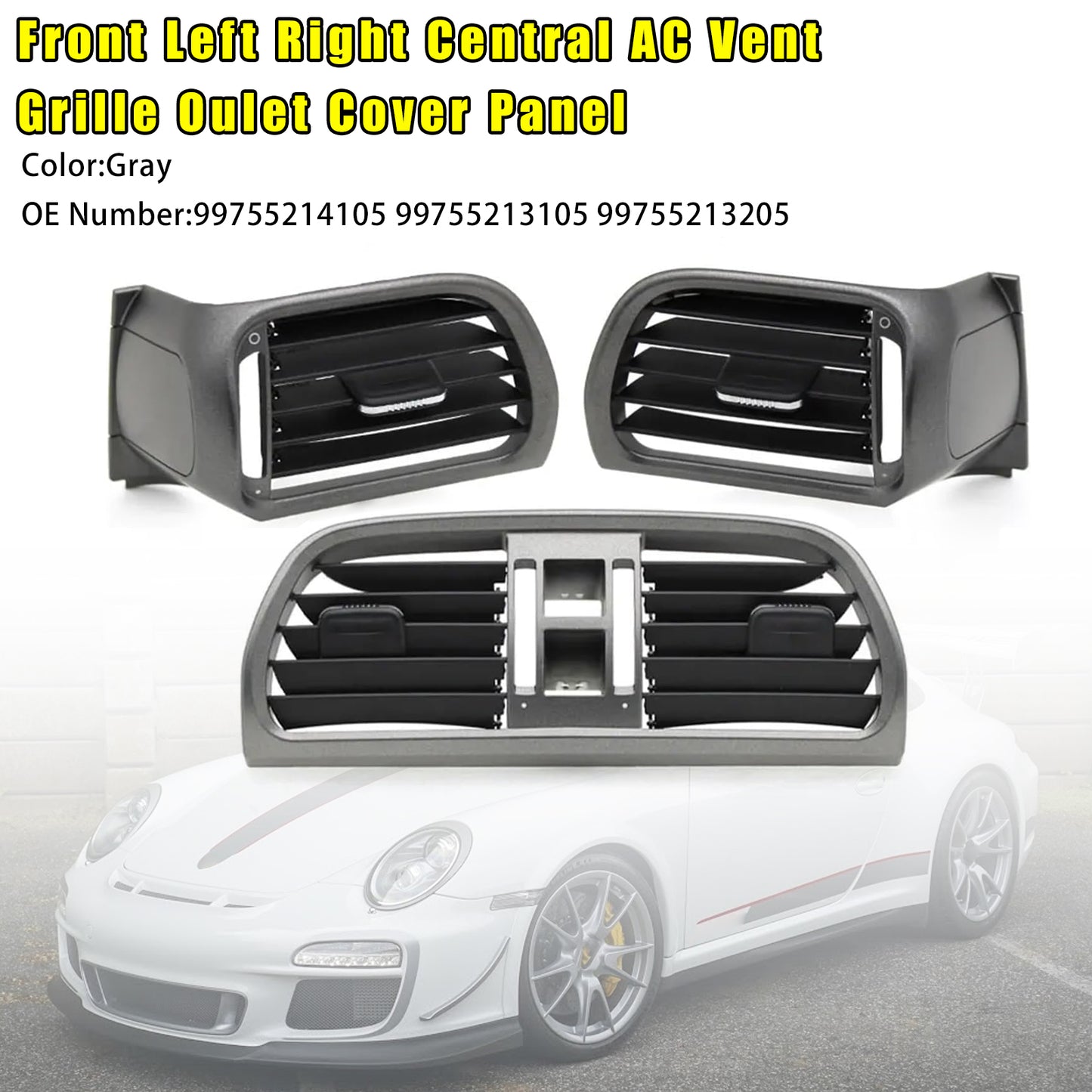 2004-2012 Porsche 911 Carrera Targa Left Right Central AC Vent Cover Gray