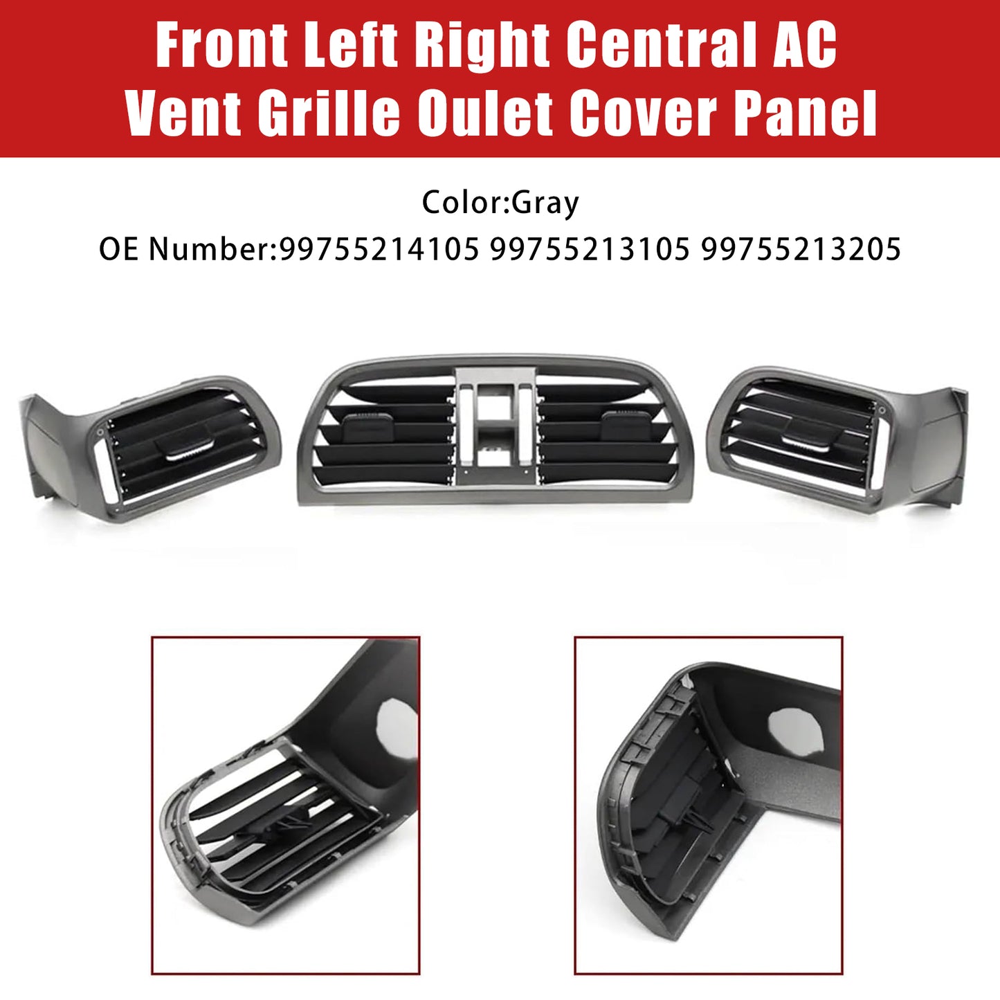 2004-2012 Porsche 911 Carrera Targa Left Right Central AC Vent Cover Gray