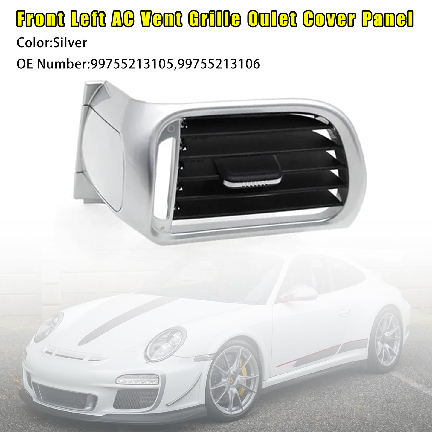 2004-2011 Porsche Targa 997 99755213105 Front Left AC Vent Cover Silver