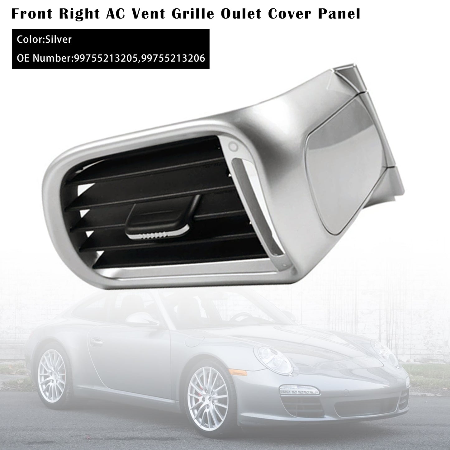 2004-2011 Porsche Targa 997 99755213205 Front Right AC Vent Cover Silver