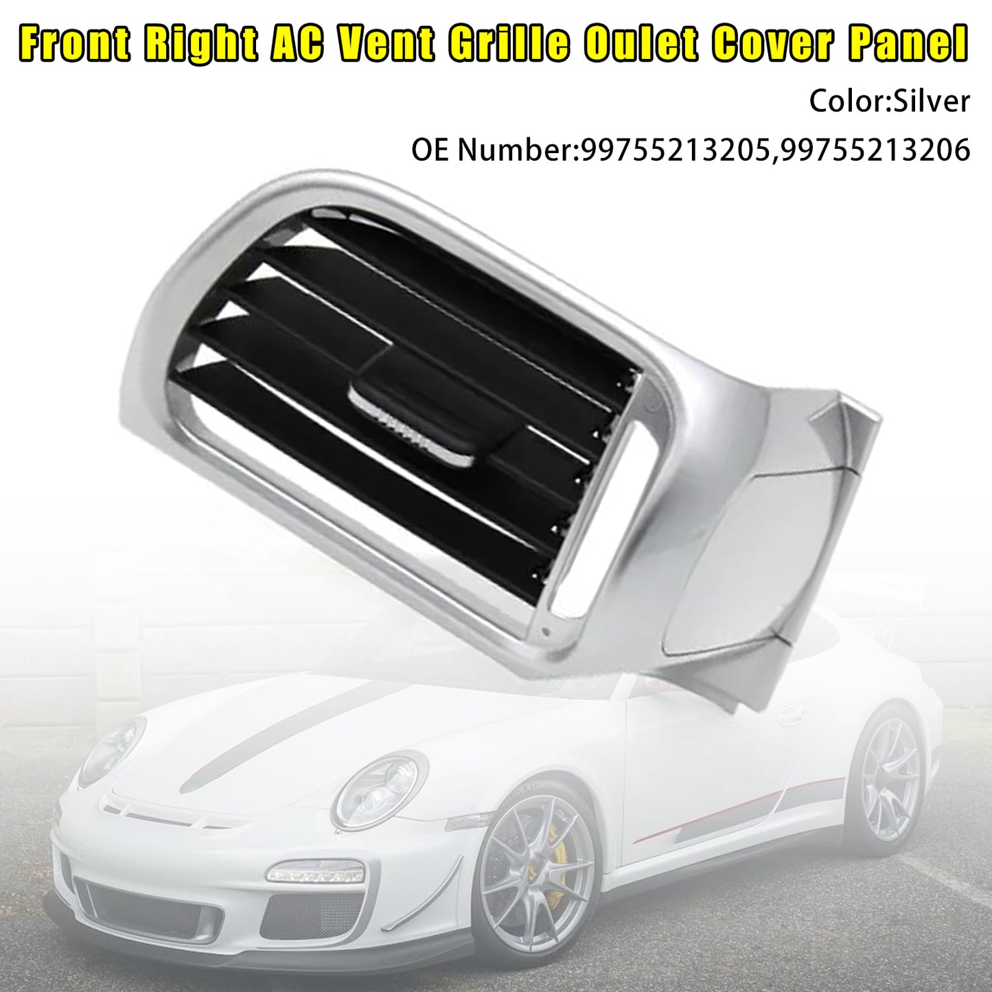 2004-2011 Porsche Targa 997 99755213205 Front Right AC Vent Cover Silver