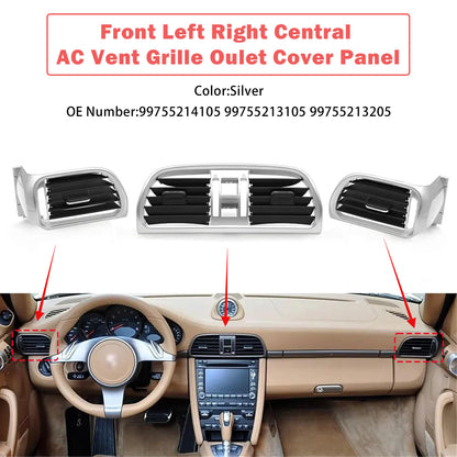2004-2012 Porsche 911 Carrera Targa Left Right Central AC Vent Cover Silver