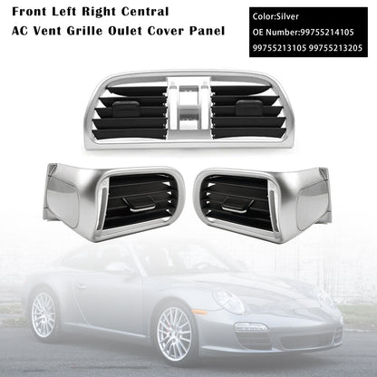 2004-2012 Porsche 911 Carrera Targa Left Right Central AC Vent Cover Silver