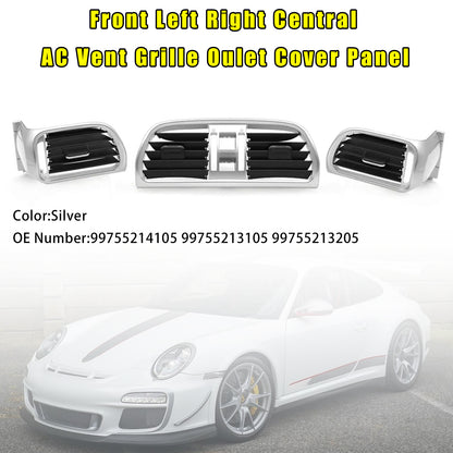 2004-2012 Porsche 911 Carrera Targa Left Right Central AC Vent Cover Silver