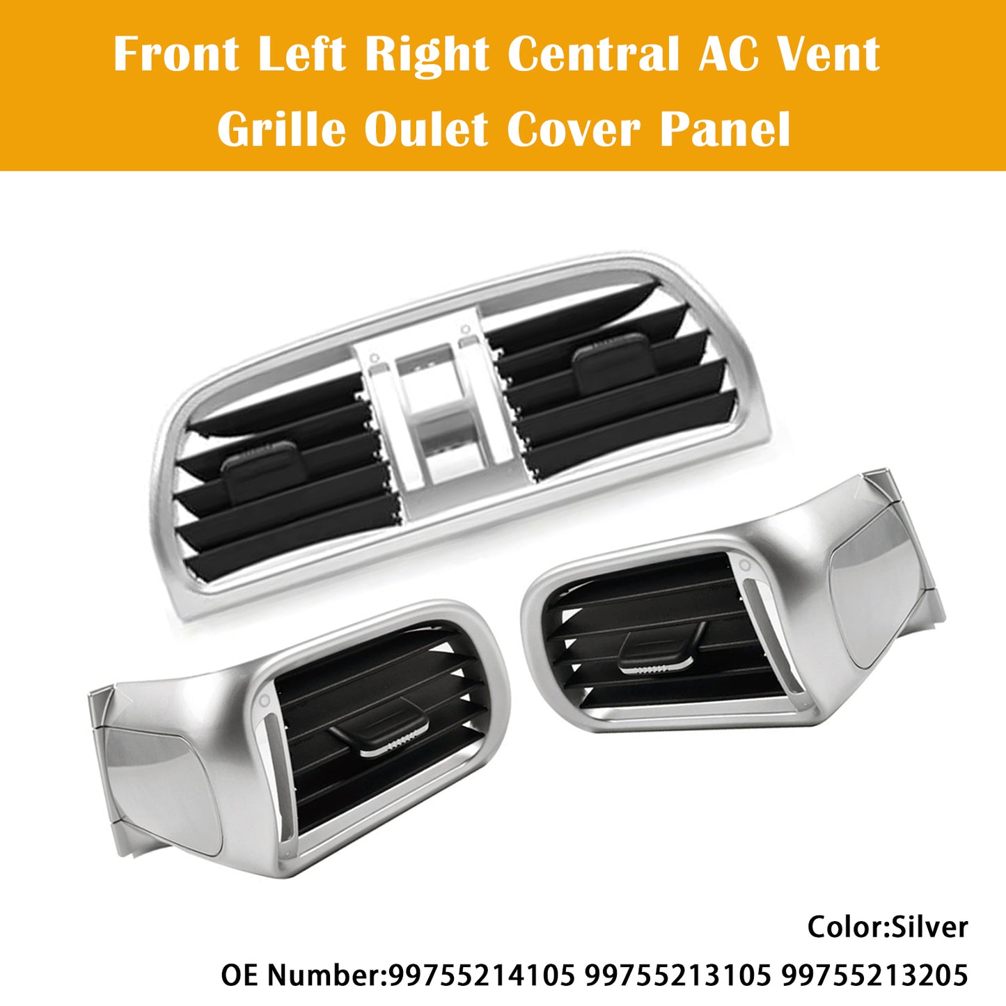 2004-2012 Porsche 911 Carrera Targa Left Right Central AC Vent Cover Silver