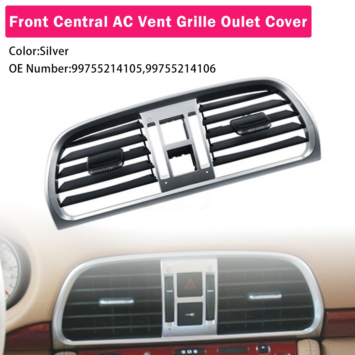 2004-2011 Porsche Carrea 997 99755214105 Central AC Vent Cover Silver