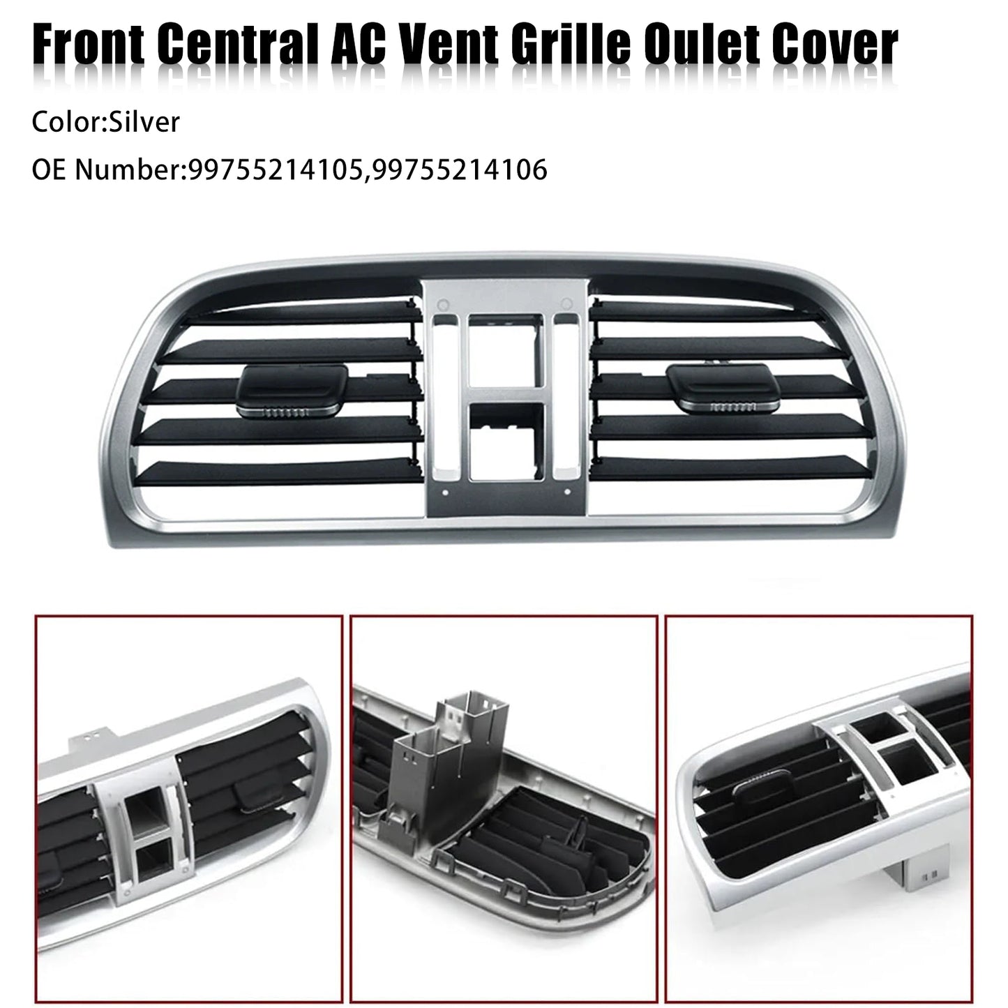 2004-2011 Porsche Carrea 997 99755214105 Central AC Vent Cover Silver