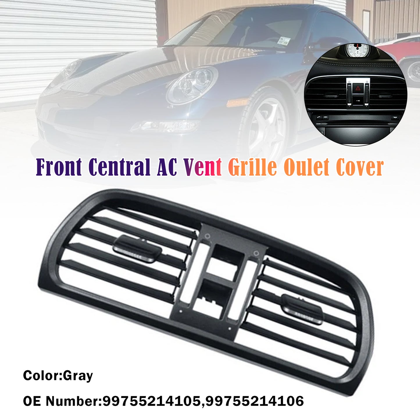 2004-2011 Porsche Targa 997 99755214105 Central AC Vent Cover Gray