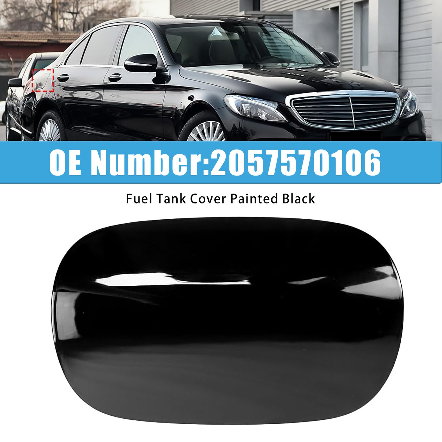 2015-2018 Mercedes-Benz W205 C300 C350 2057570106 Fuel Tank Cover Painted Black