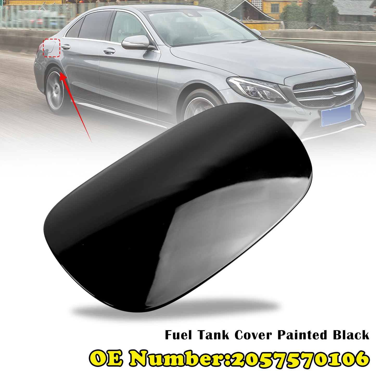 2015-2018 Mercedes-Benz W205 C300 C350 2057570106 Fuel Tank Cover Painted Black