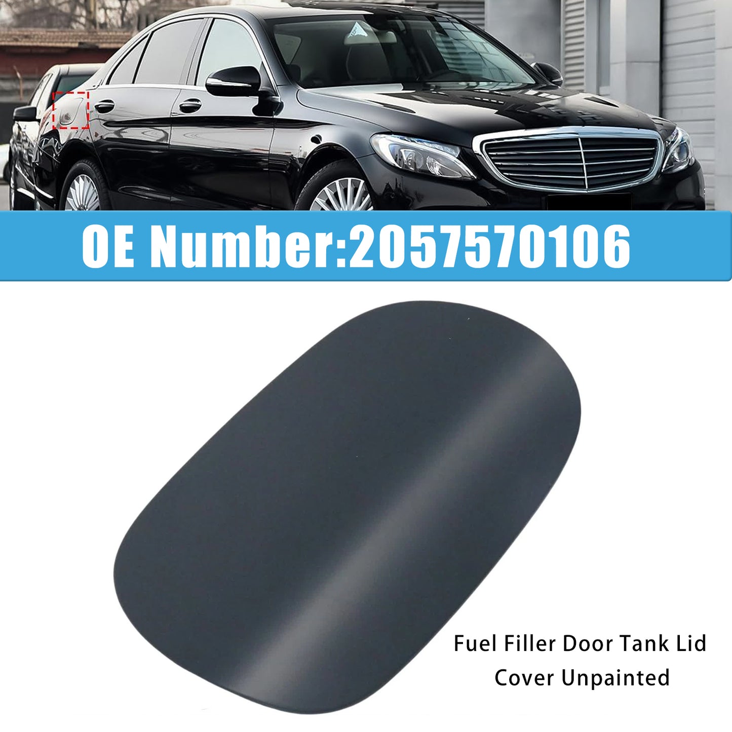 2015-2021 Mercedes Benz C300 2057570106 Fuel Filler Lid Cover Unpainted