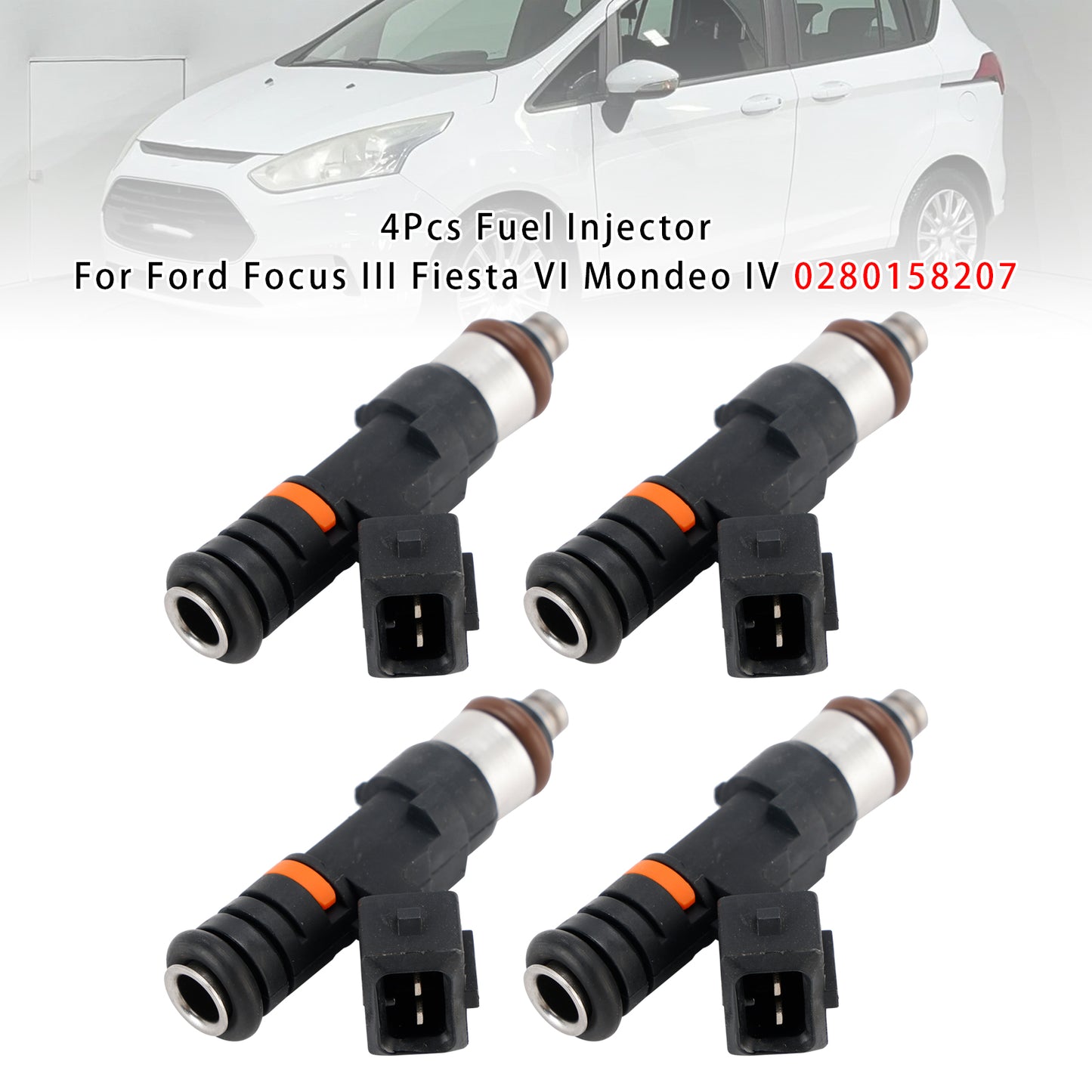 2015/02-2017/12 Ford Fiesta VI CB1 CCN 0280158207 4Pcs Fuel Injector