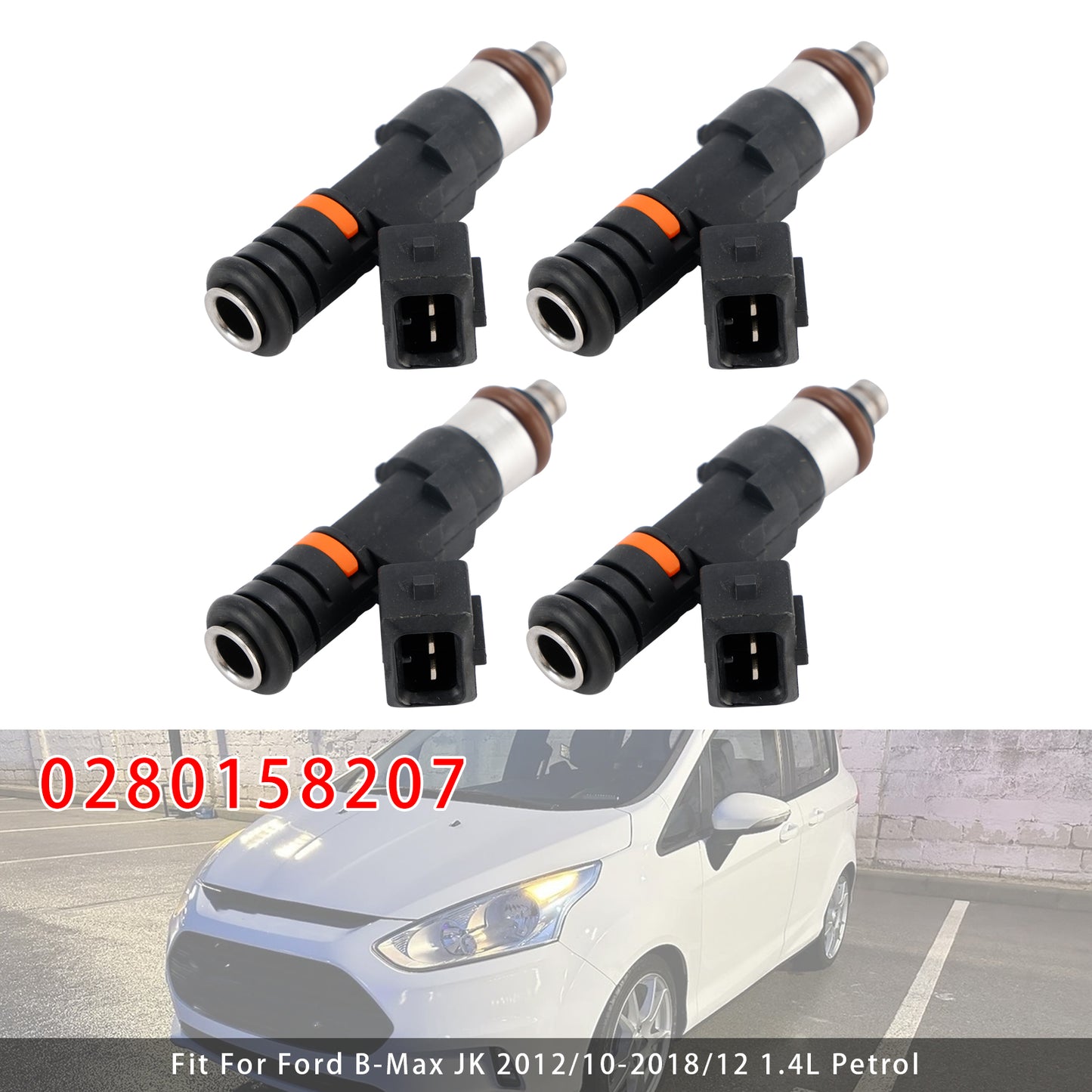 2015/02-2017/12 Ford Fiesta VI CB1 CCN 0280158207 4Pcs Fuel Injector