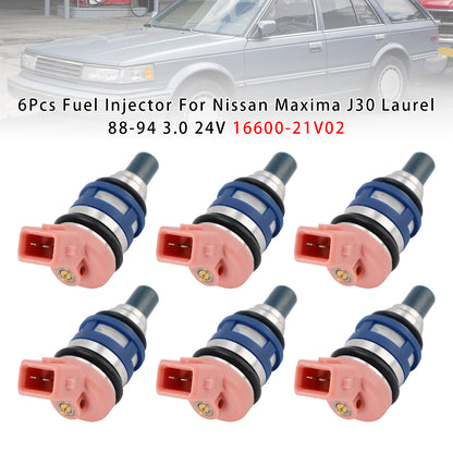Nissan Maxima J30 Laurel 88-94 3.0 24V 16600-21V02 6Pcs Fuel Injector
