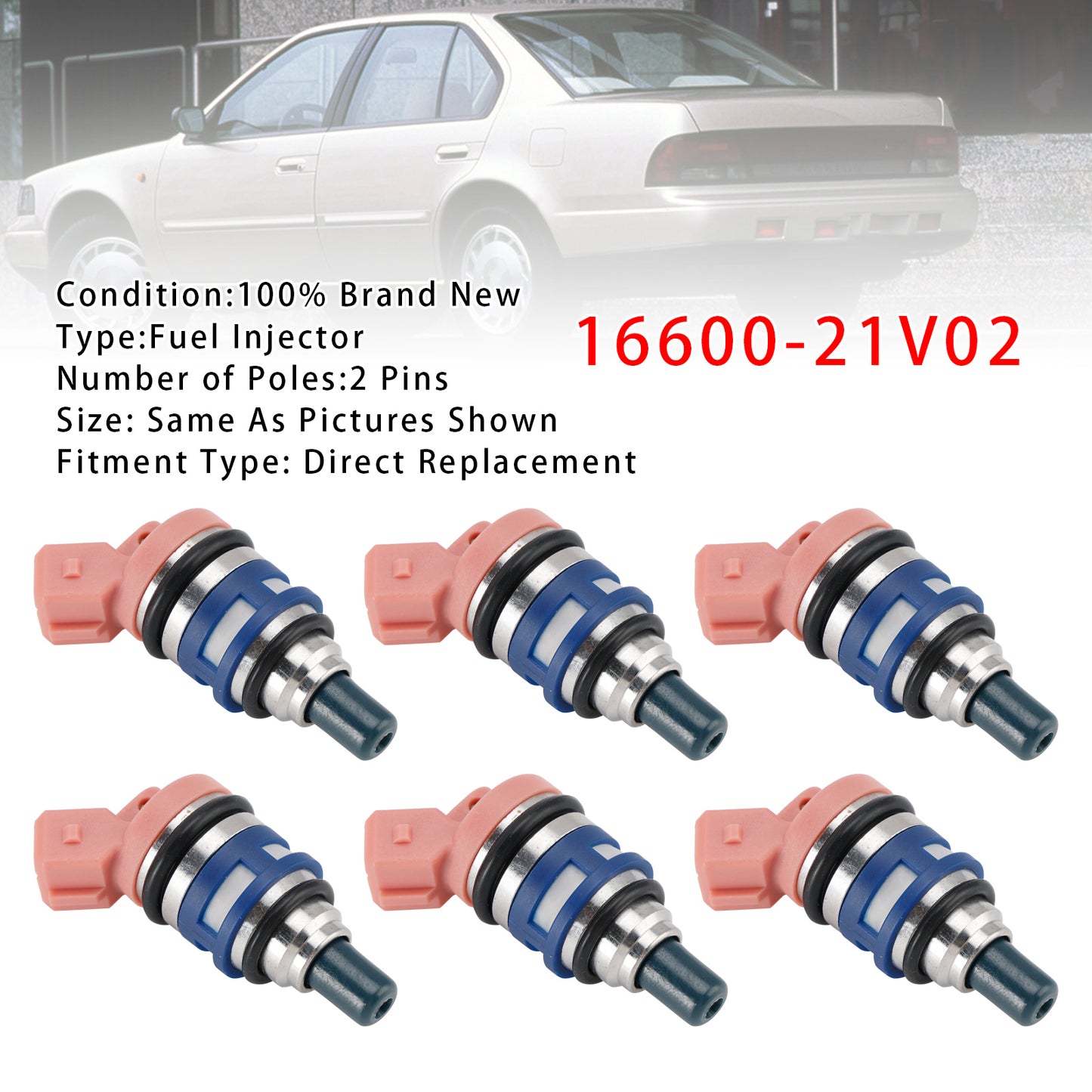 Nissan Maxima J30 Laurel 88-94 3.0 24V 16600-21V02 6Pcs Fuel Injector