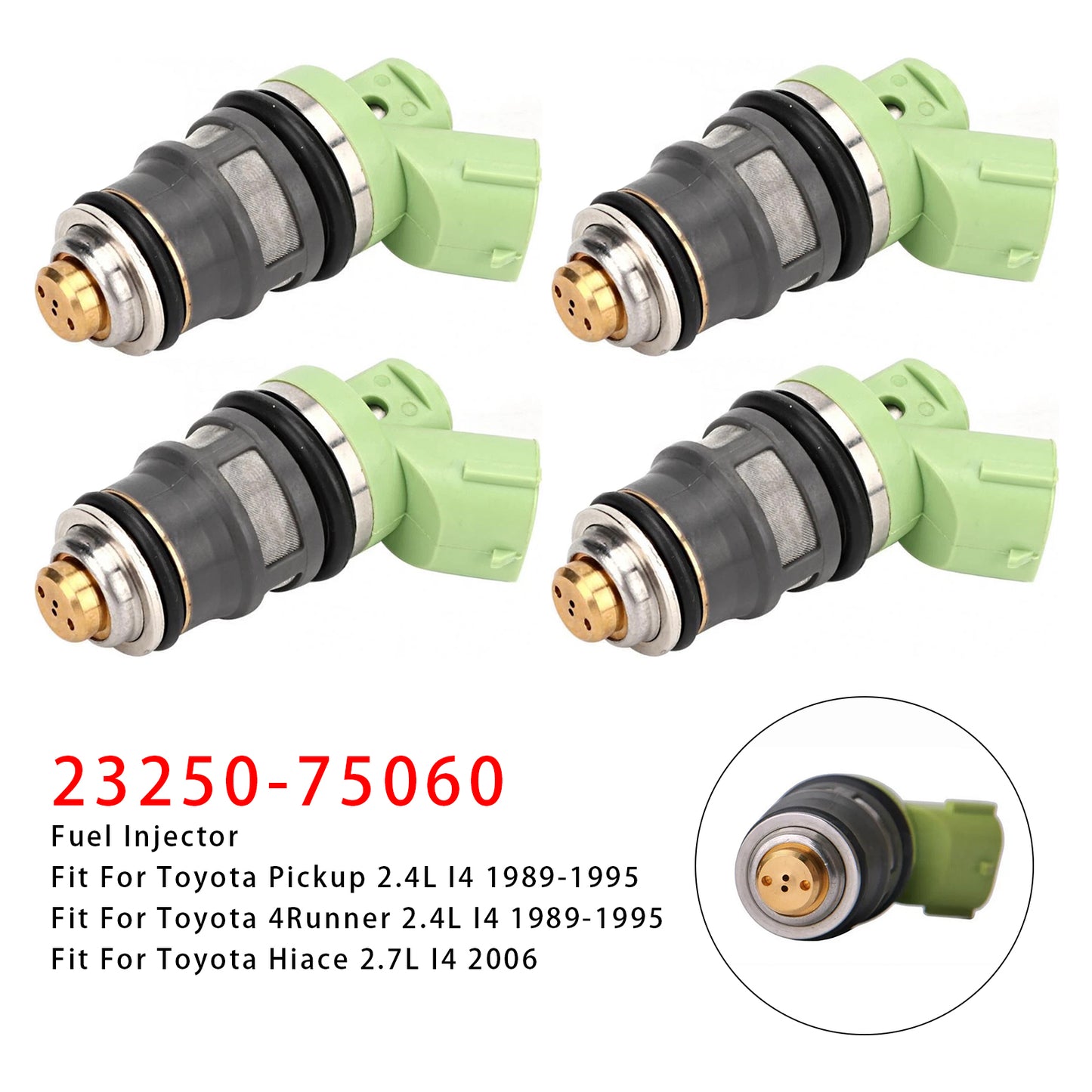 GR Toyota Hiace Hiace S.B.V KLH1# 2# LXH1# 2# RCH1# 2# 23250-75060 4Pcs Fuel Injector