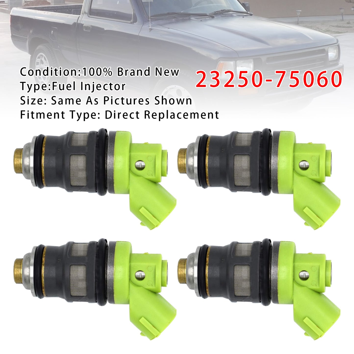 GR Toyota Hiace Hiace S.B.V KLH1# 2# LXH1# 2# RCH1# 2# 23250-75060 4Pcs Fuel Injector