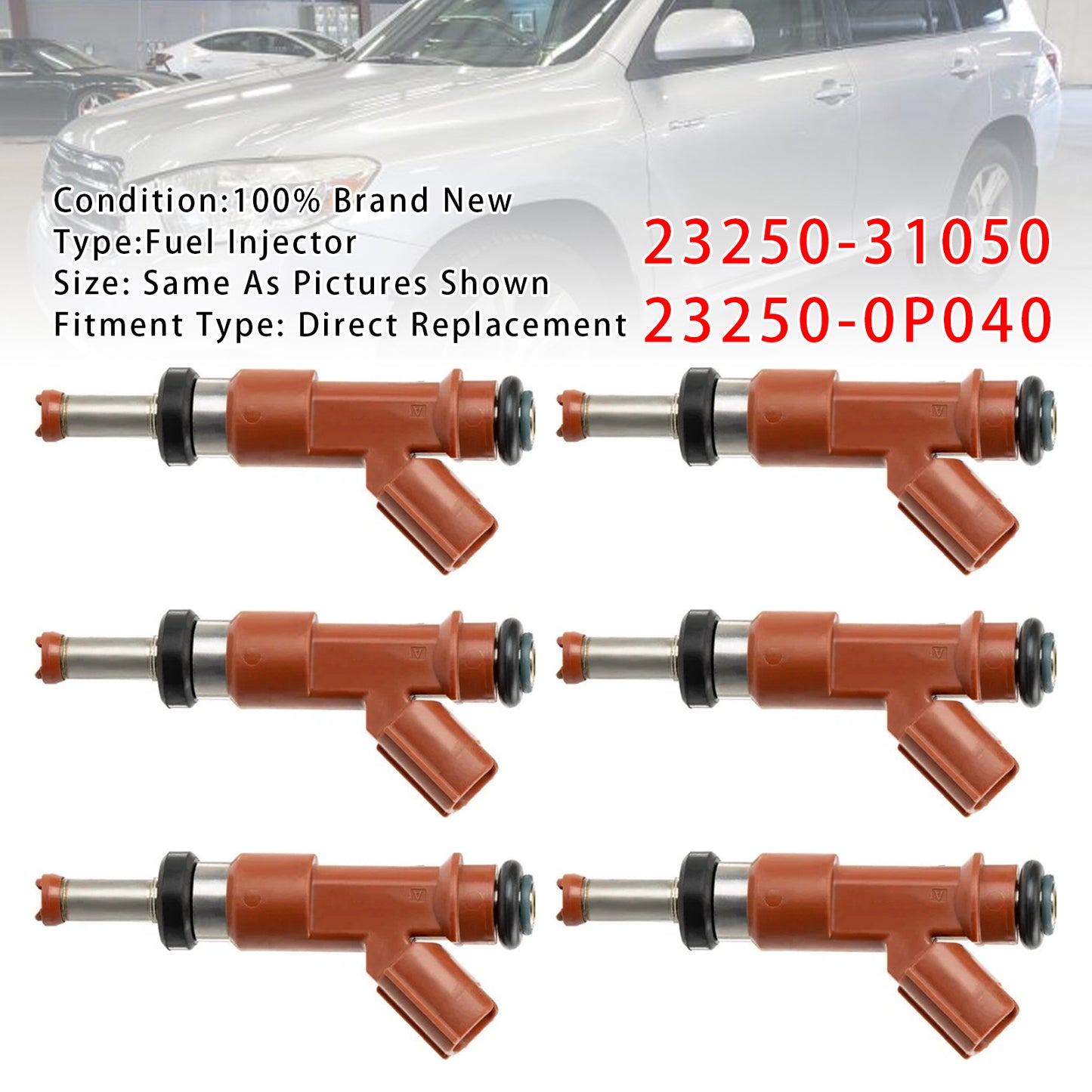 2006-2012 Toyota RAV4 23250-31050 6Pcs Fuel Injector