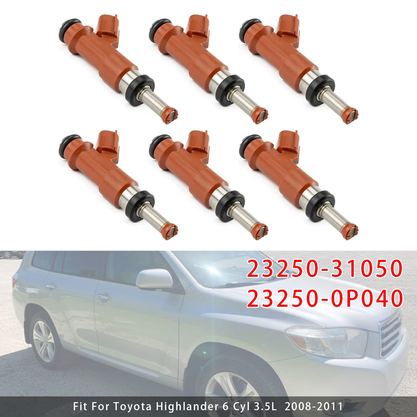 2006-2012 Toyota RAV4 23250-31050 6Pcs Fuel Injector