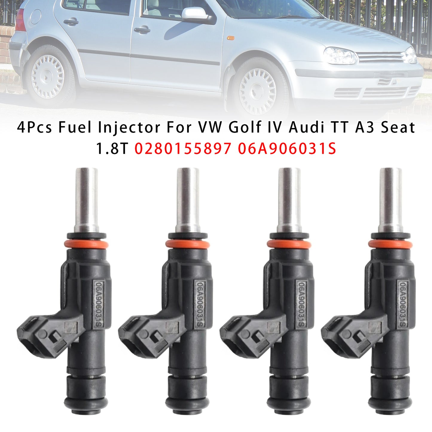 1996-2000 Audi A3 8L1 1.8 T quattro 1781 ccm 110 KW 150 PS Engine AQA 0280155897 4Pcs Fuel Injector