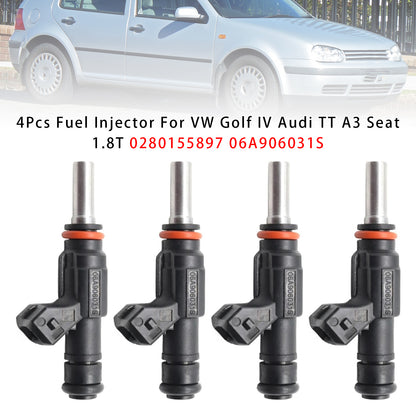 1996-2000 Audi A3 8L1 1.8 T quattro 1781 ccm 110 KW 150 PS Engine AQA 0280155897 4Pcs Fuel Injector
