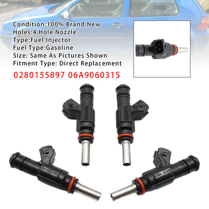 1996-2000 Audi A3 8L1 1.8 T quattro 1781 ccm 110 KW 150 PS Engine AQA 0280155897 4Pcs Fuel Injector