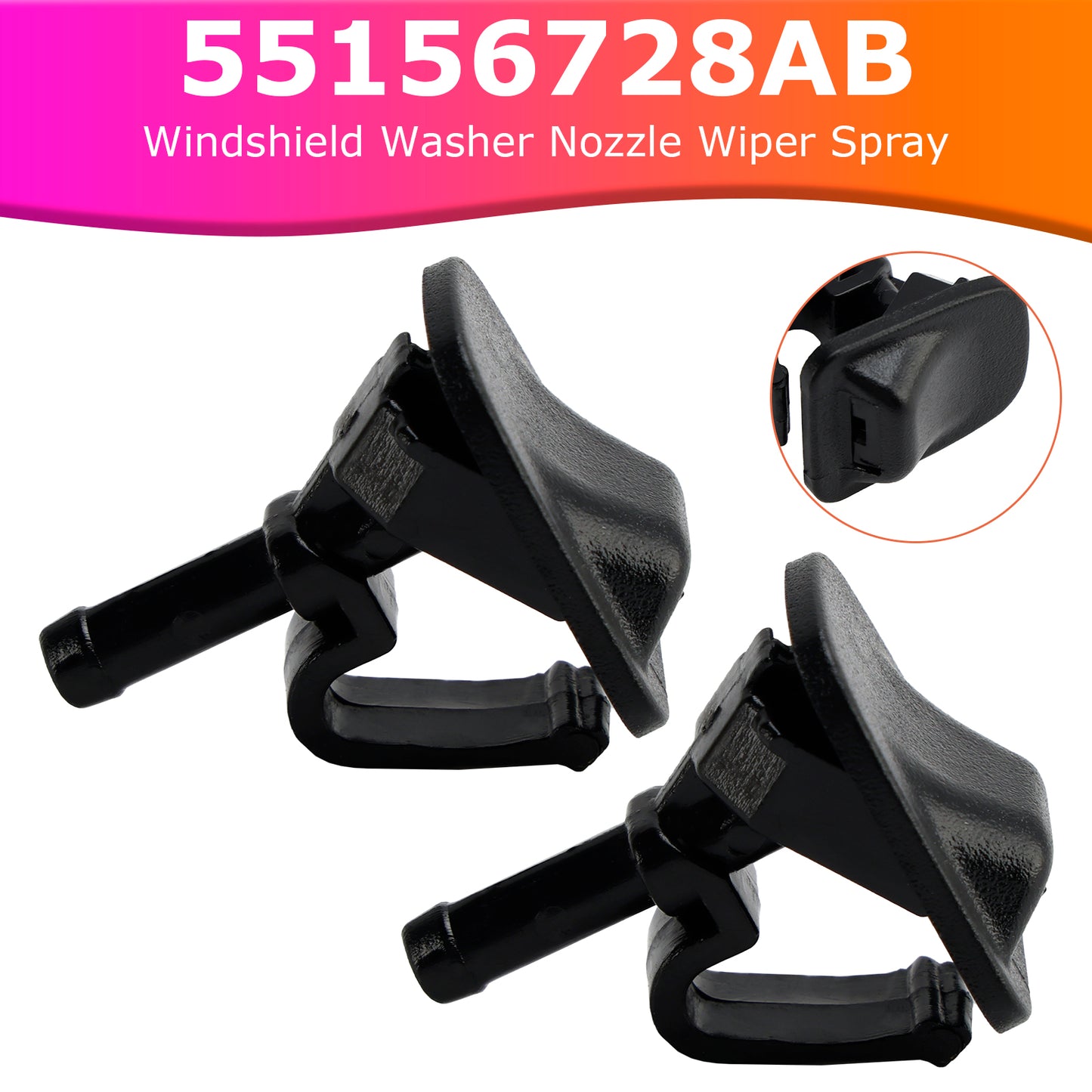 2002-2012 Jeep Wrangler JK 55156728AB 2pcs Windshield Washer Nozzle Wiper Spray