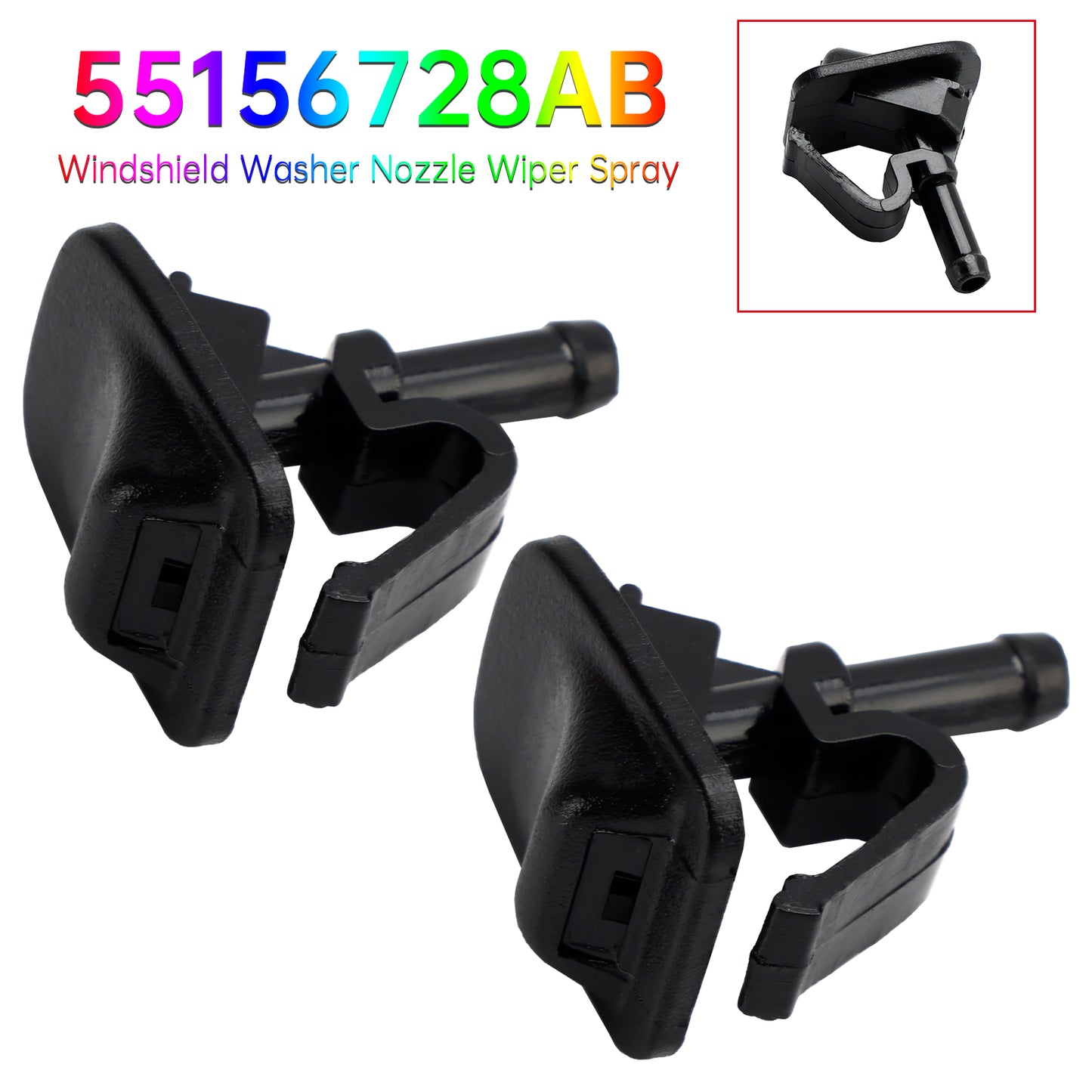 2002-2012 Jeep Wrangler JK 55156728AB 2pcs Windshield Washer Nozzle Wiper Spray