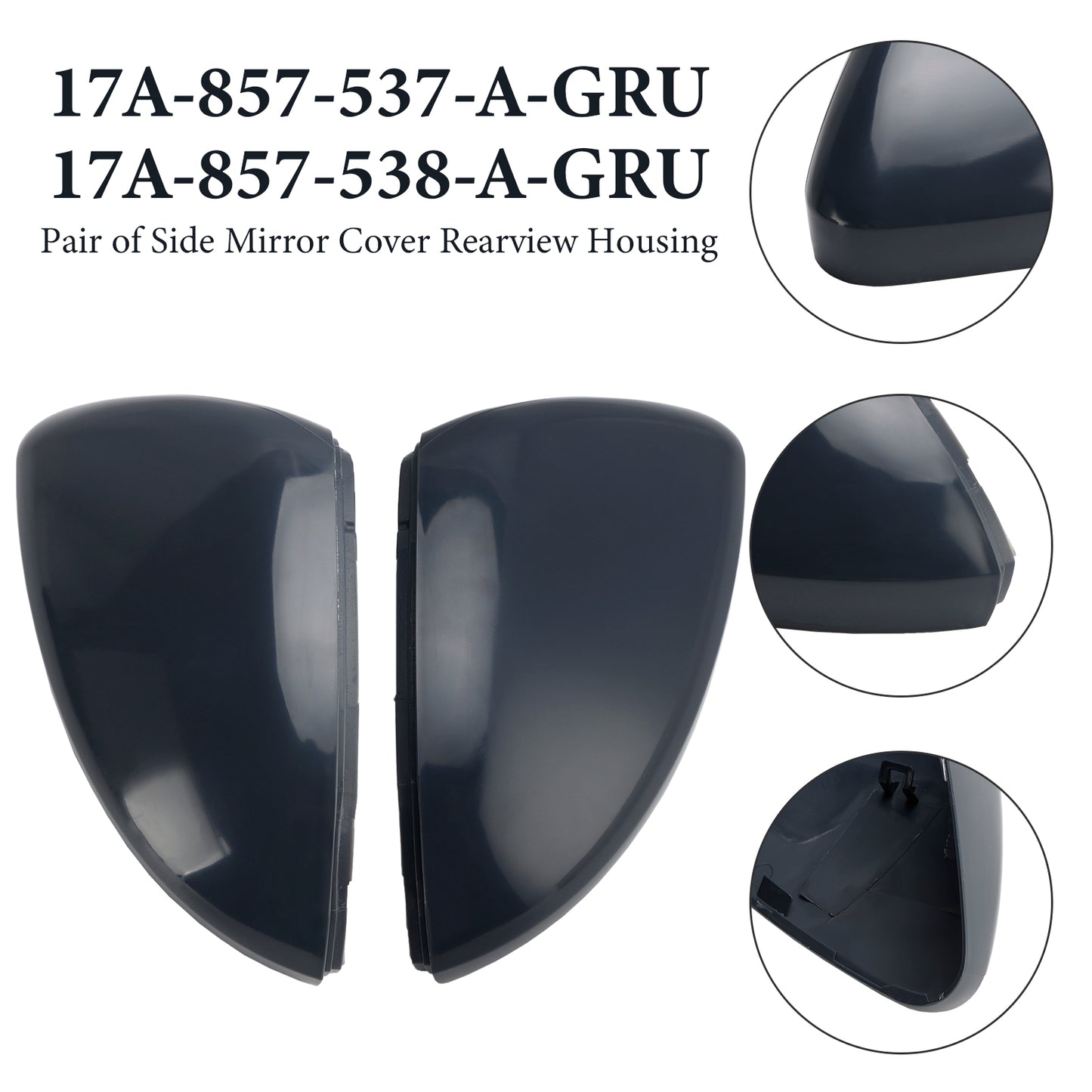 2019-2025 VW Jetta S SE SEL 17A-857-537-A-GRU Pair of Side Mirror Cover Rearview Housing