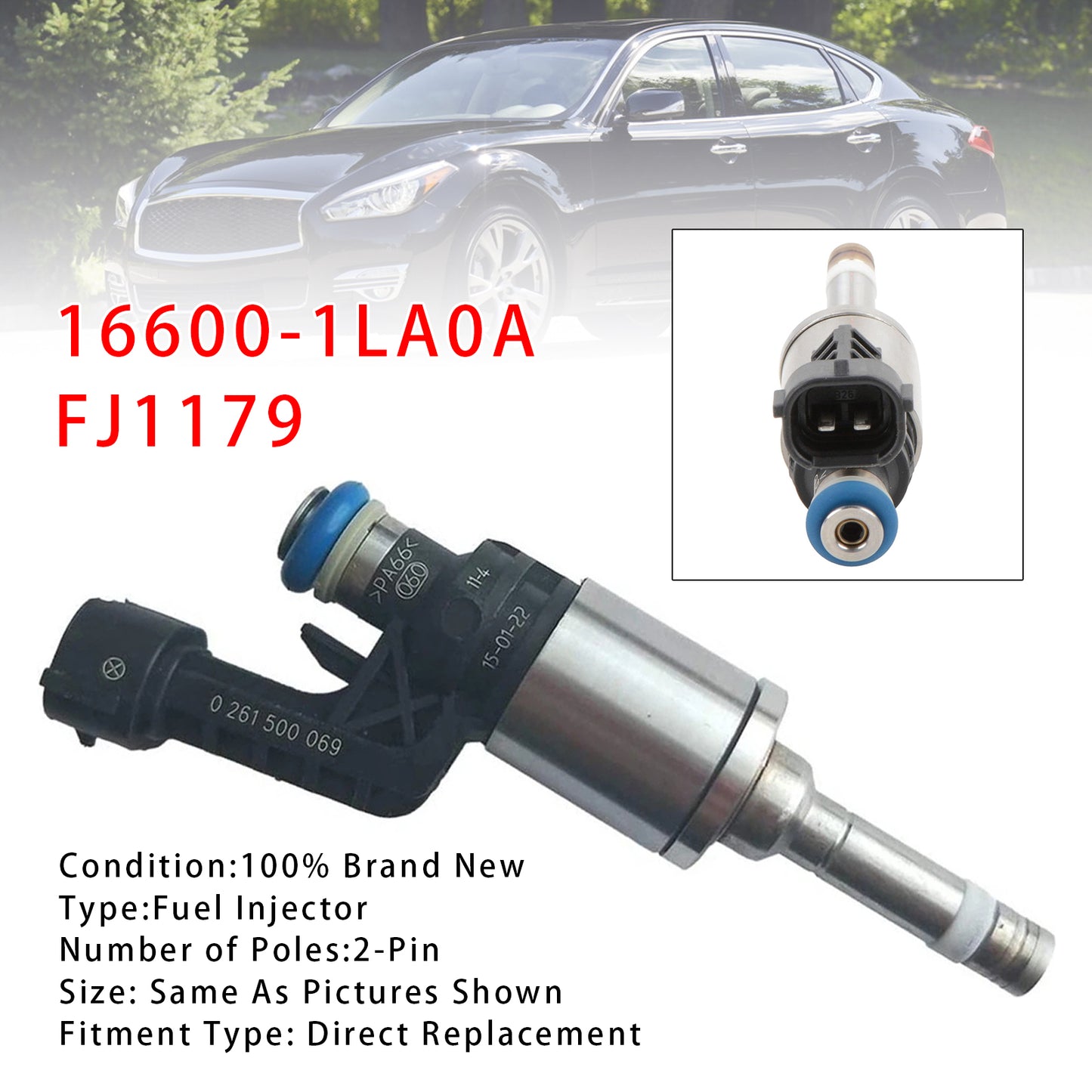 2017 Infiniti Q70 5.6L 16600-1LA0A 1Pcs Fuel Injector