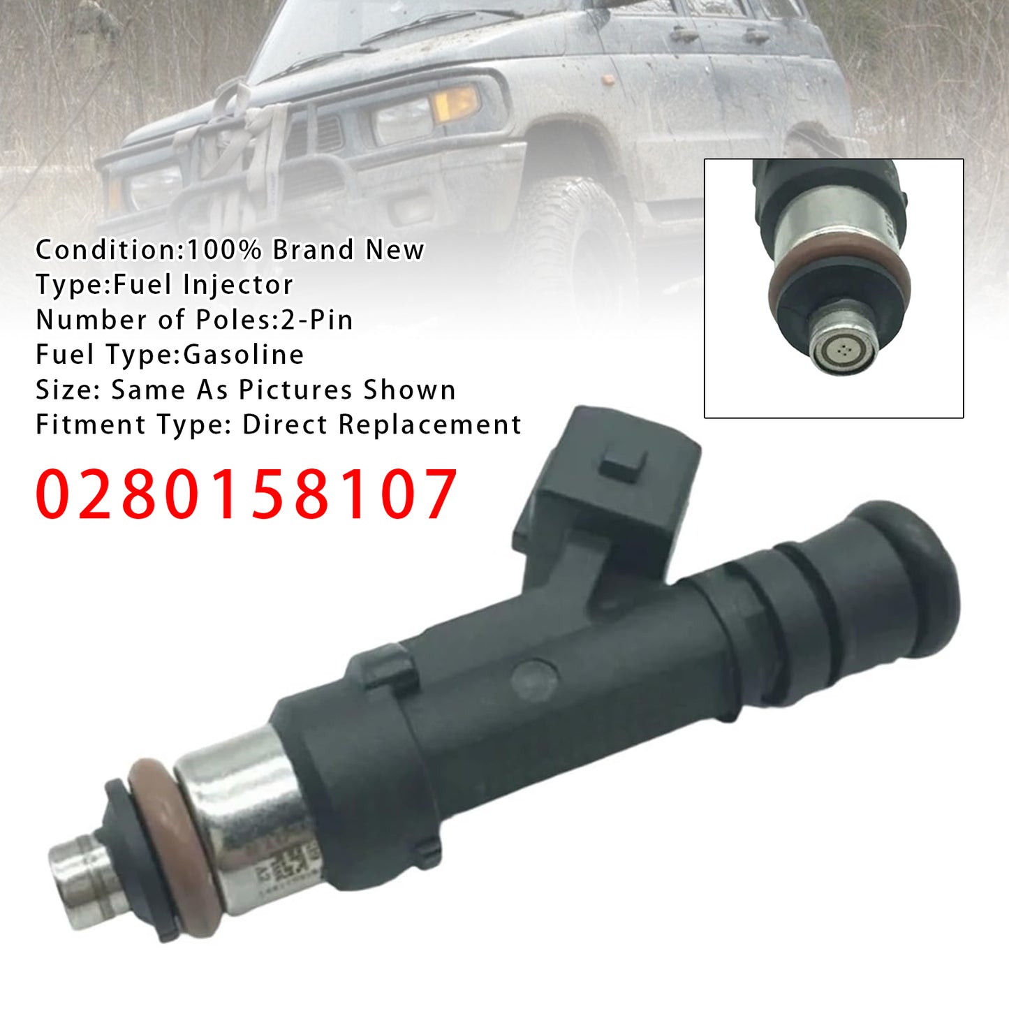 1994-2003 UAZ 3160 2.9L 0280158107 1Pcs Fuel Injector