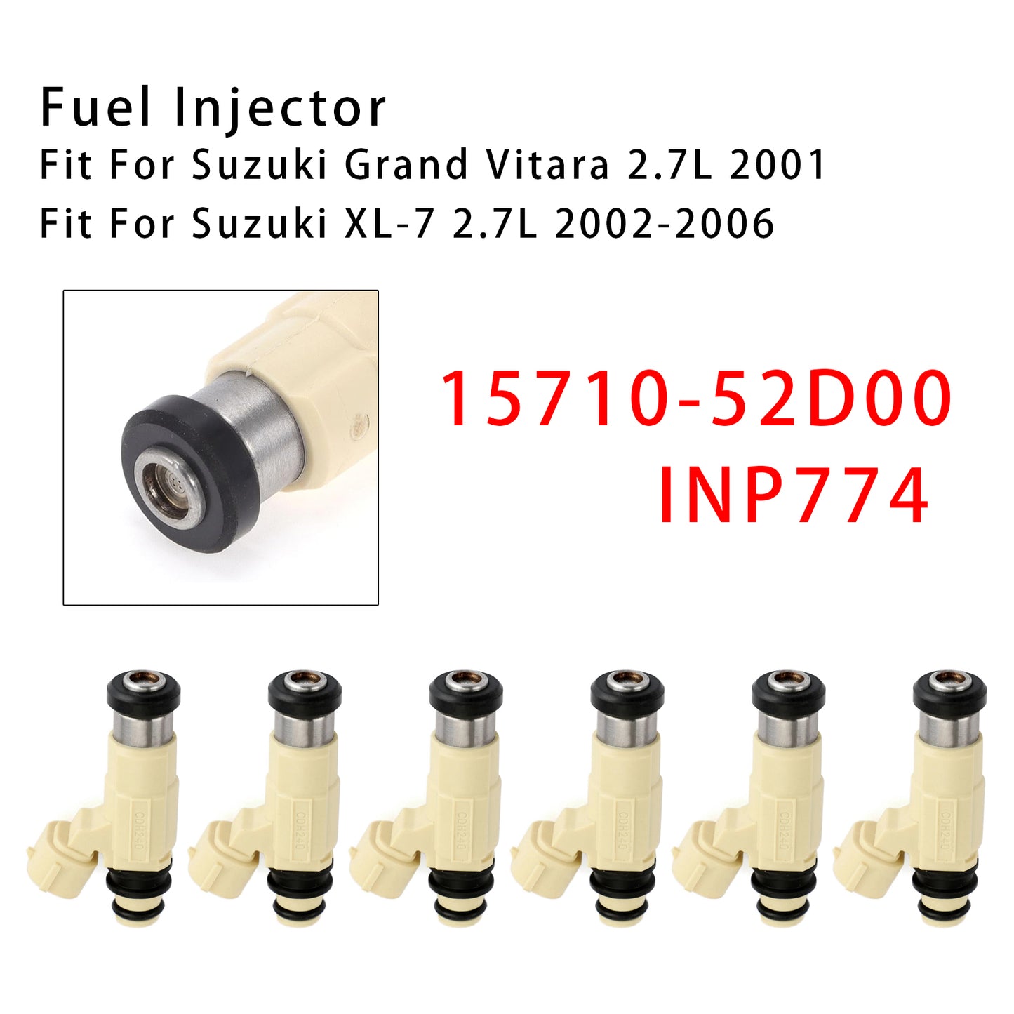 Suzuki Grand Vitara XL-7 2.7L 01-06 15710-52D00 INP774 6Pcs Fuel Injector