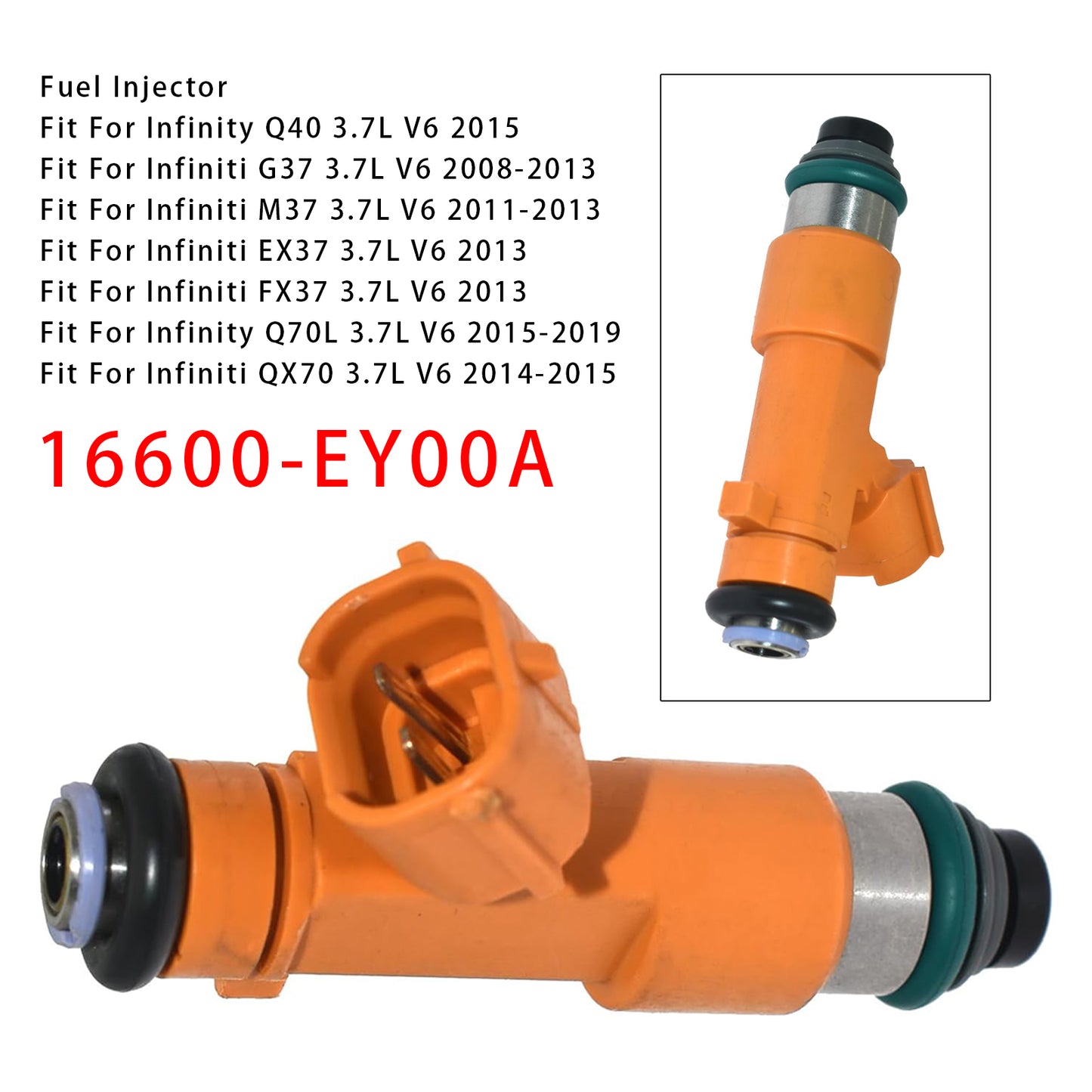 2013 Infiniti FX37 3.7L V6 16600-EY00A 1Pcs Fuel Injector