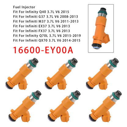 2013 Infiniti EX37 3.7L V6 16600-EY00A 6Pcs Fuel Injector